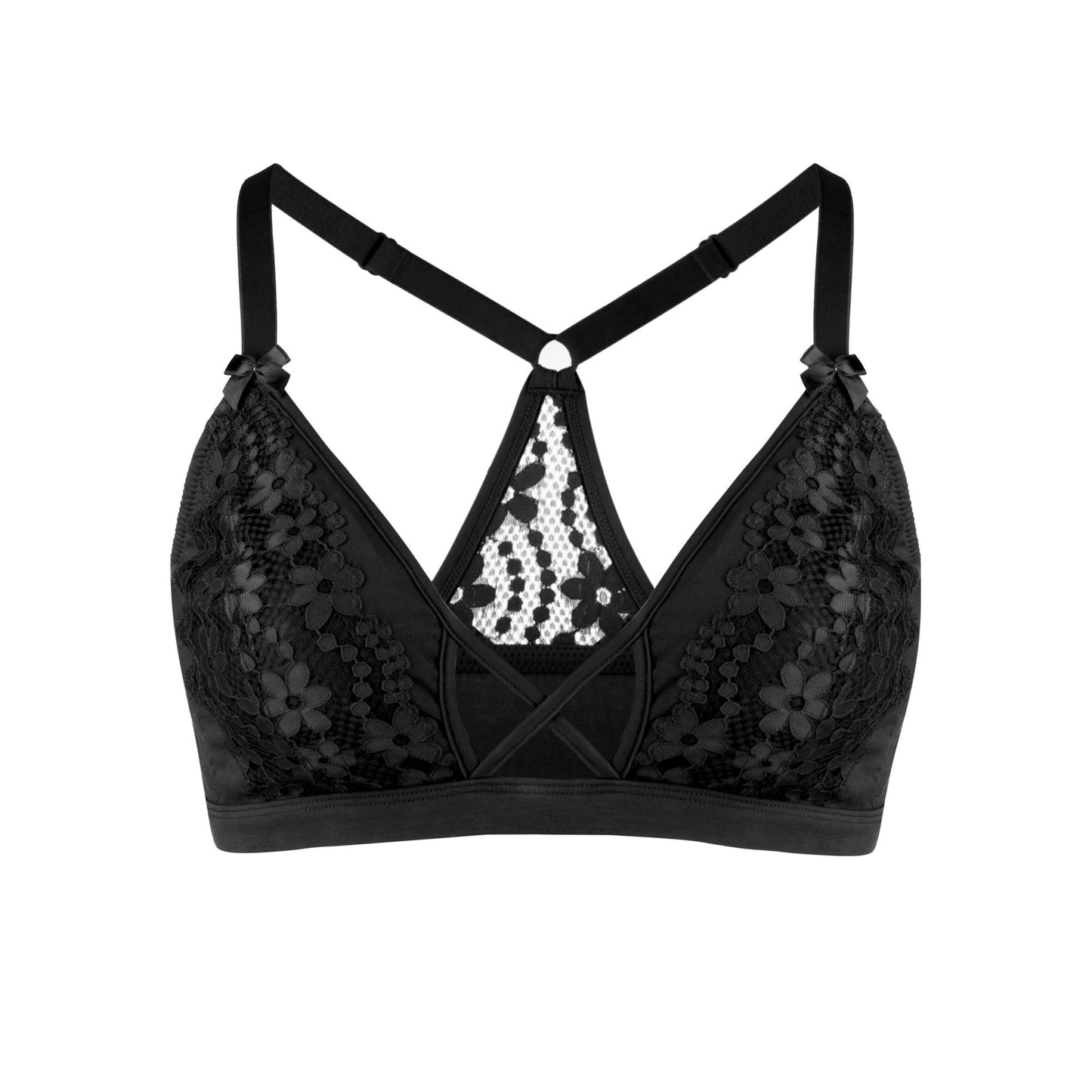 Silk & Organic Cotton Lace Bralette — Deep Red