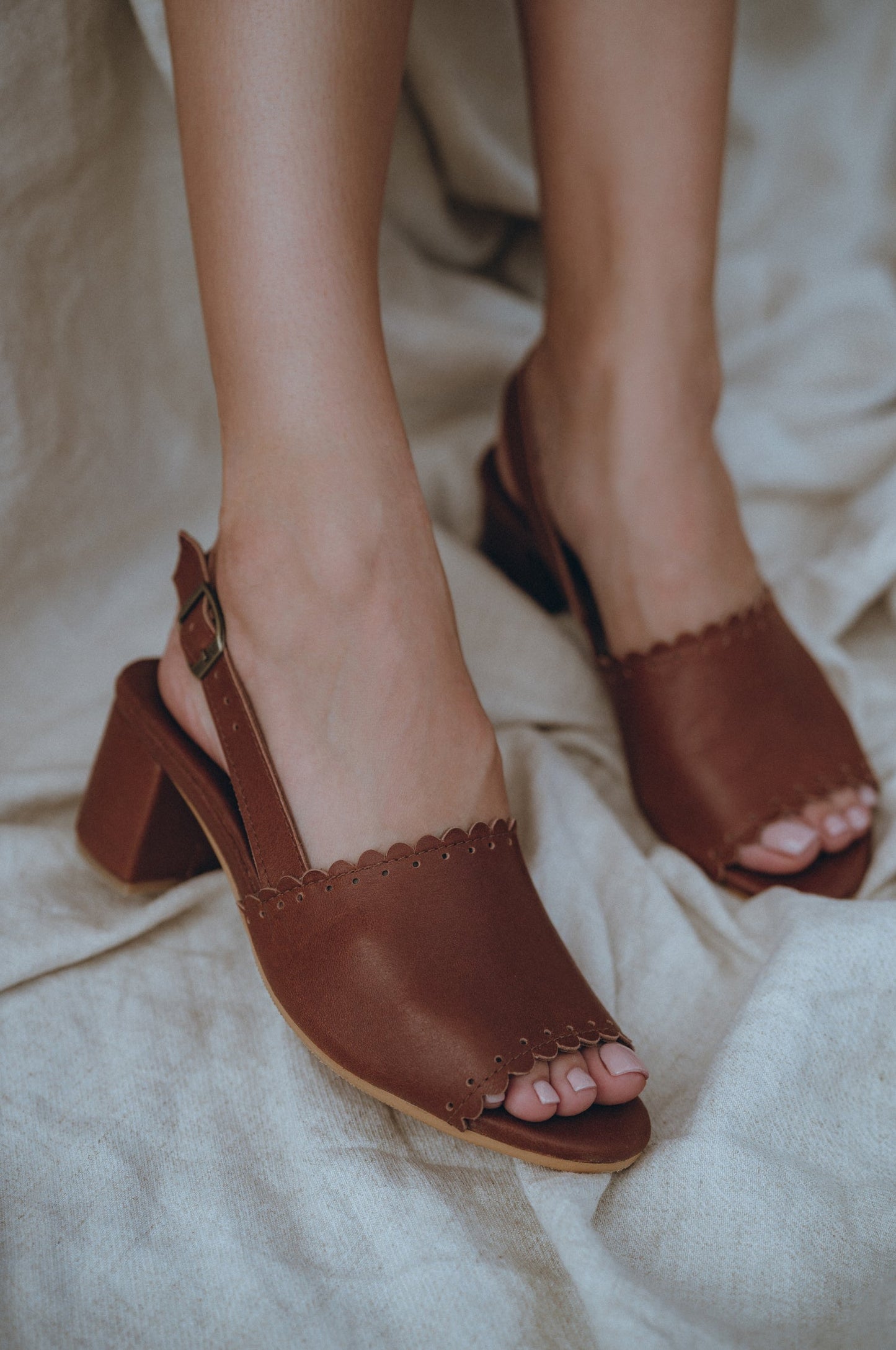 Low Heel Leather Sandals — All-Night Ease