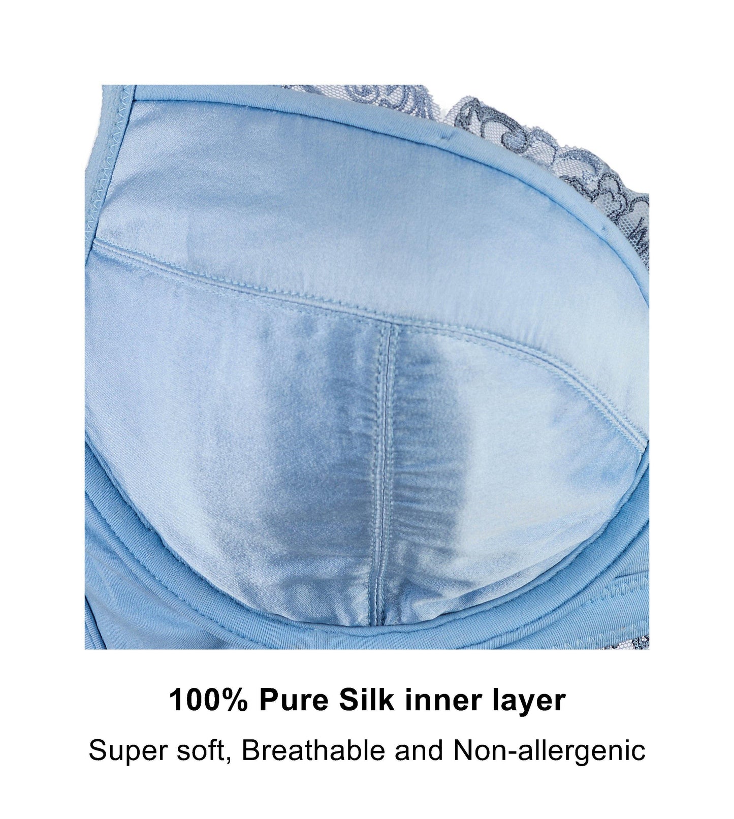 Silk & Organic Cotton Embroidered Plunge Bra — Fine Detail