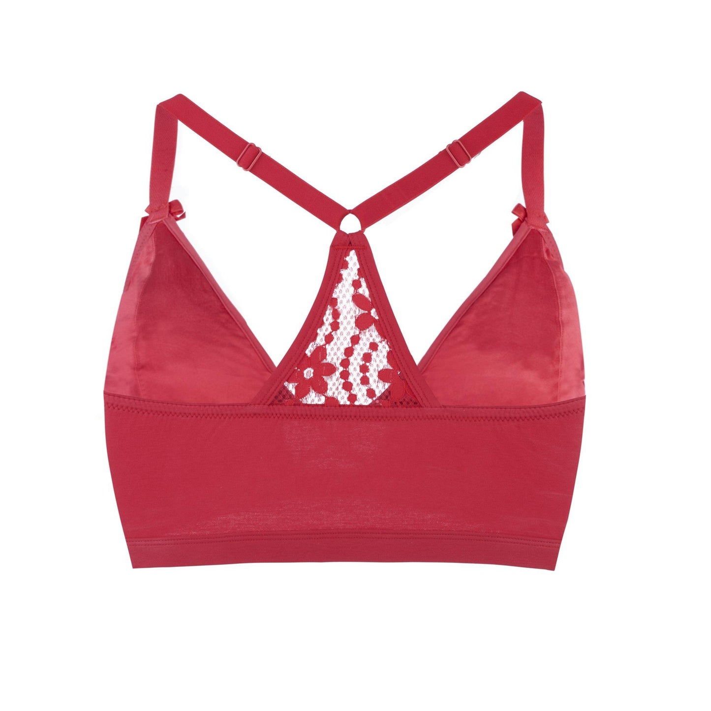 Silk & Organic Cotton Lace Bralette — Deep Red