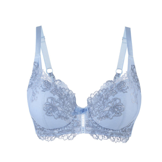 Silk & Organic Cotton Embroidered Plunge Bra — Fine Detail