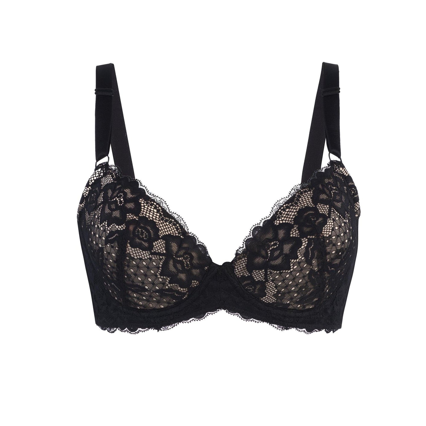 Silk & Organic Cotton Lace Plunge Bra — Deep Cut