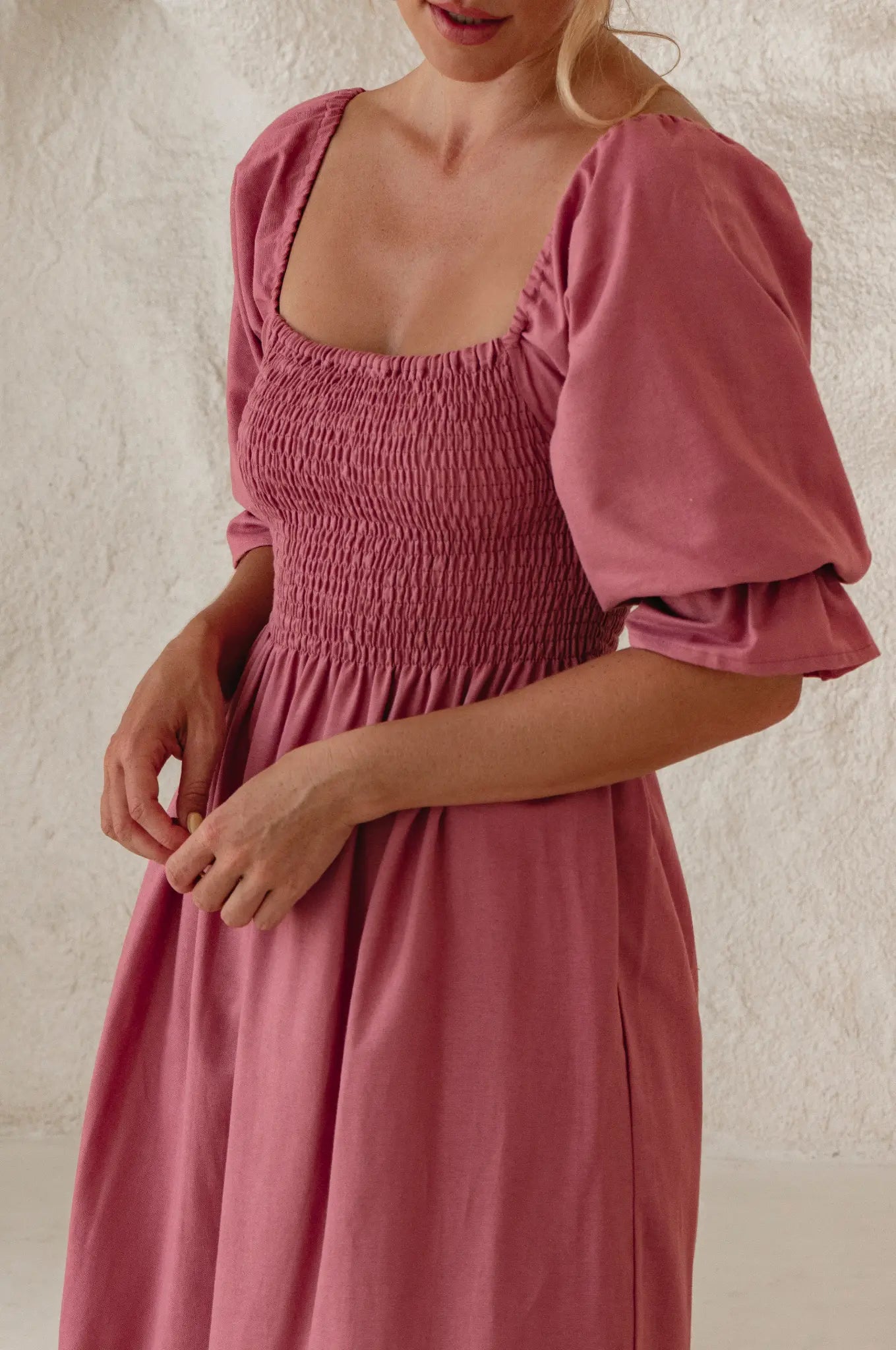 Tiered Smocked Linen Midi — Turning Heads