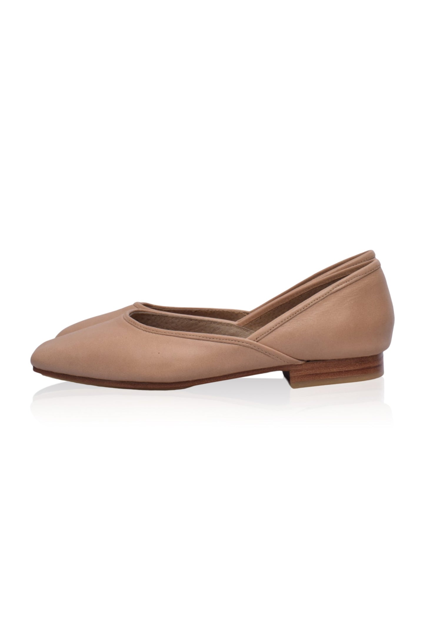 Square-Toe Leather Ballet Flats — Morning Commute