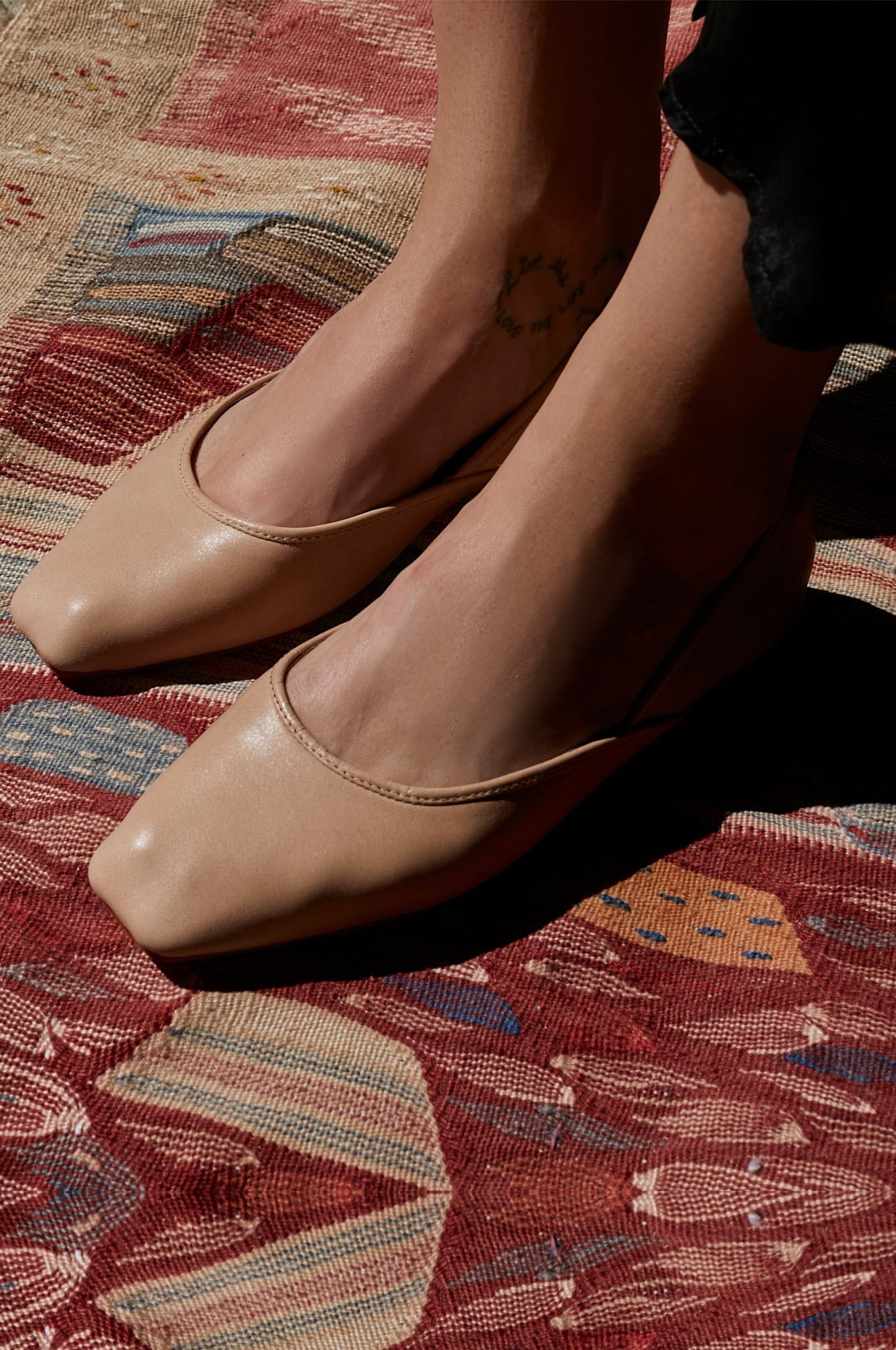 Square-Toe Leather Ballet Flats — Morning Commute
