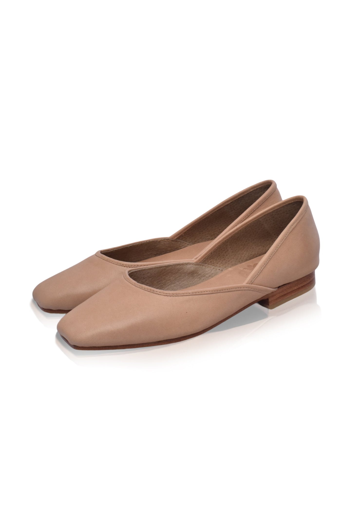 Square-Toe Leather Ballet Flats — Morning Commute