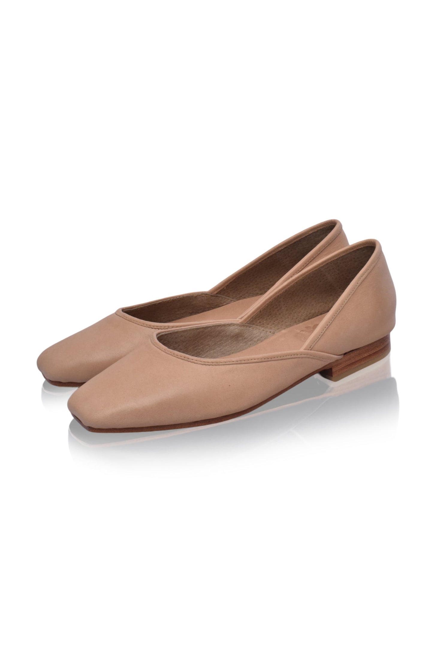 Square-Toe Leather Ballet Flats — Morning Commute