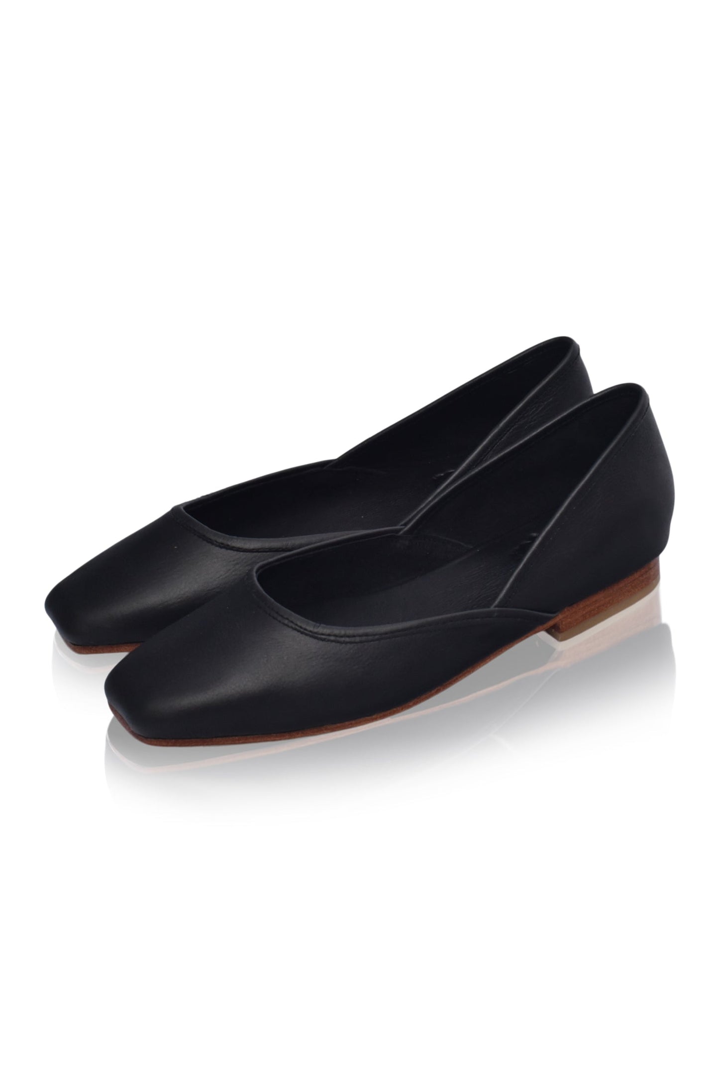 Square-Toe Leather Ballet Flats — Morning Commute
