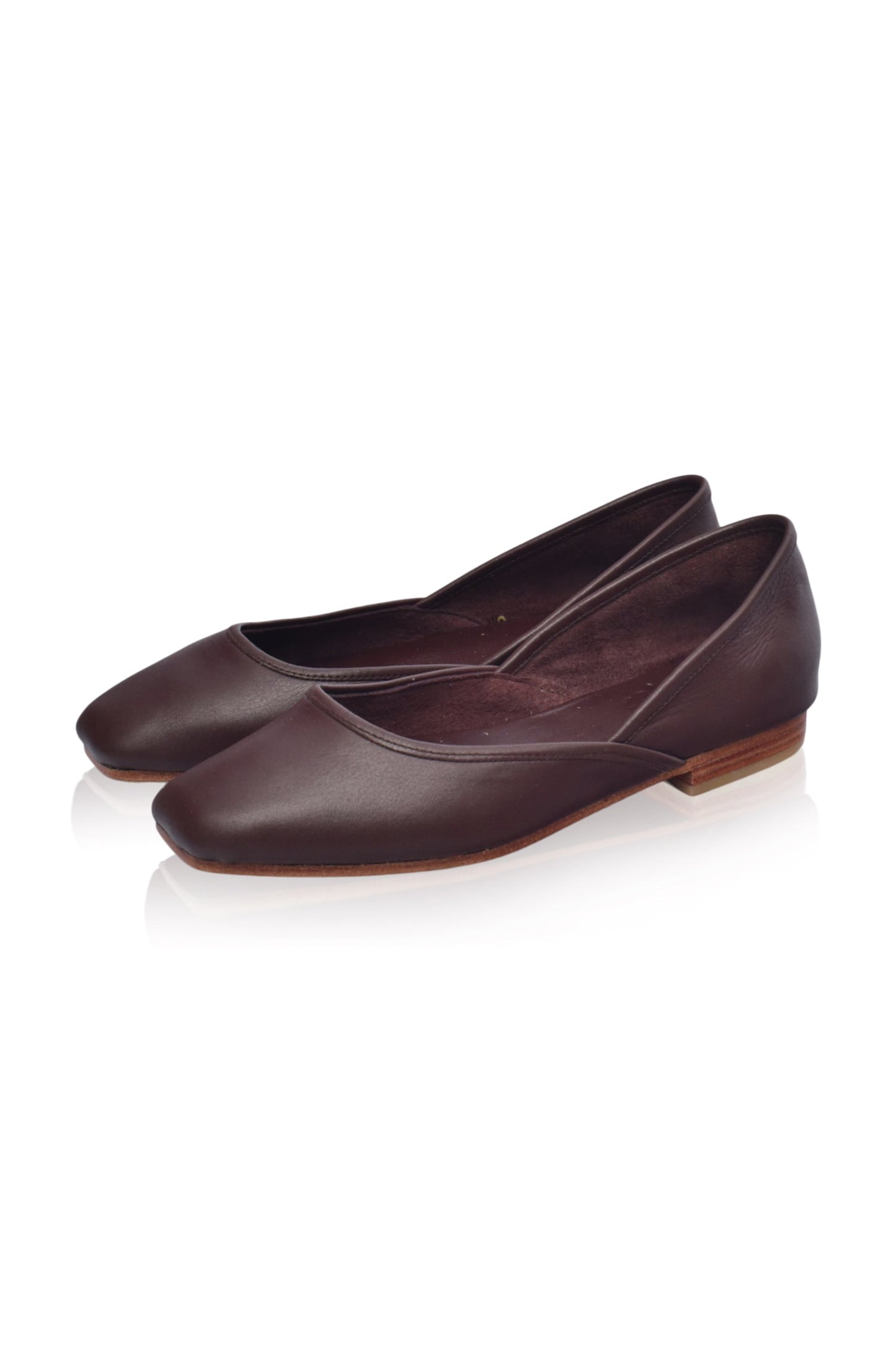 Square-Toe Leather Ballet Flats — Morning Commute