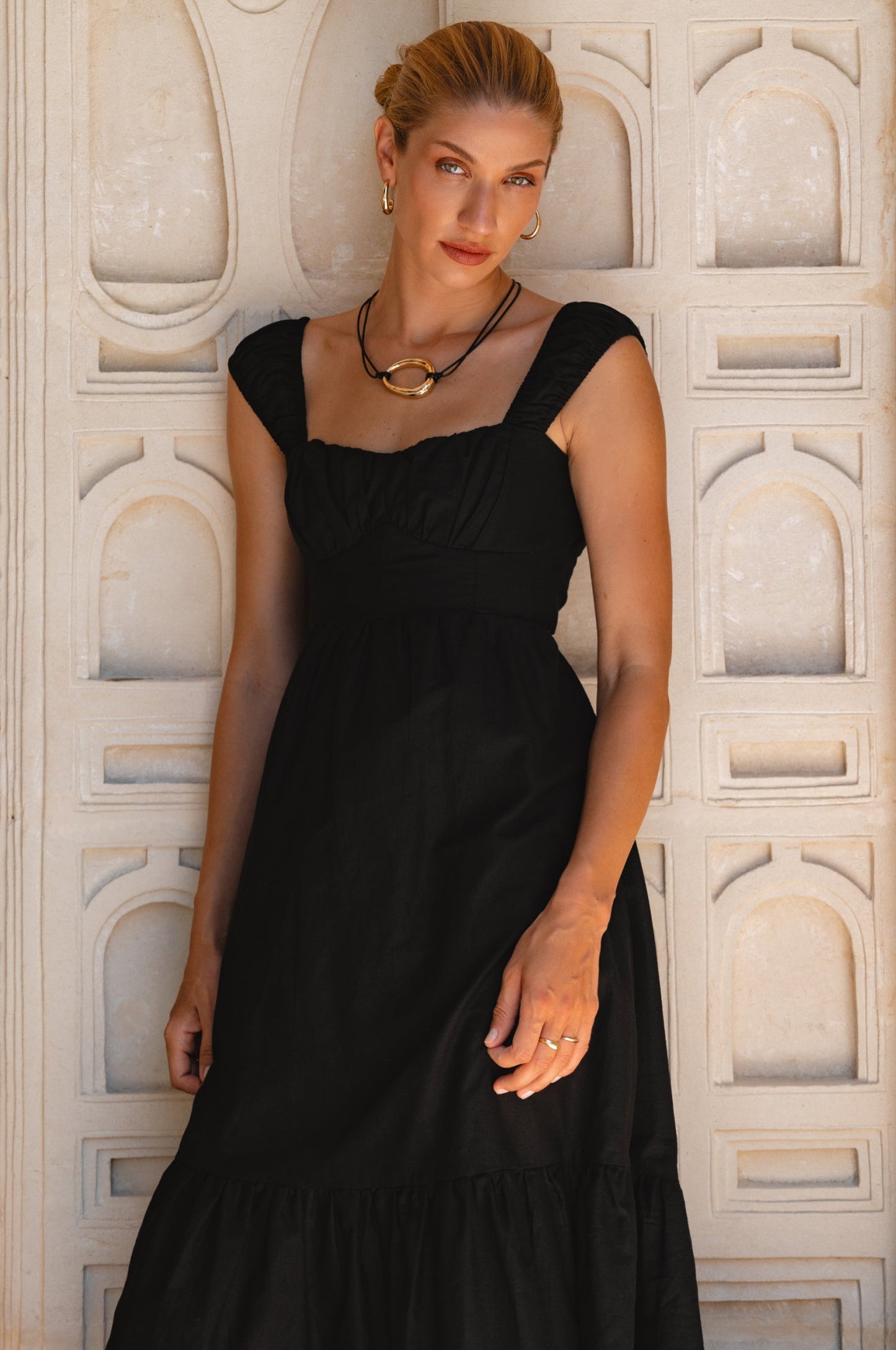 Corset Linen Midi Dress — Cinched & Confident