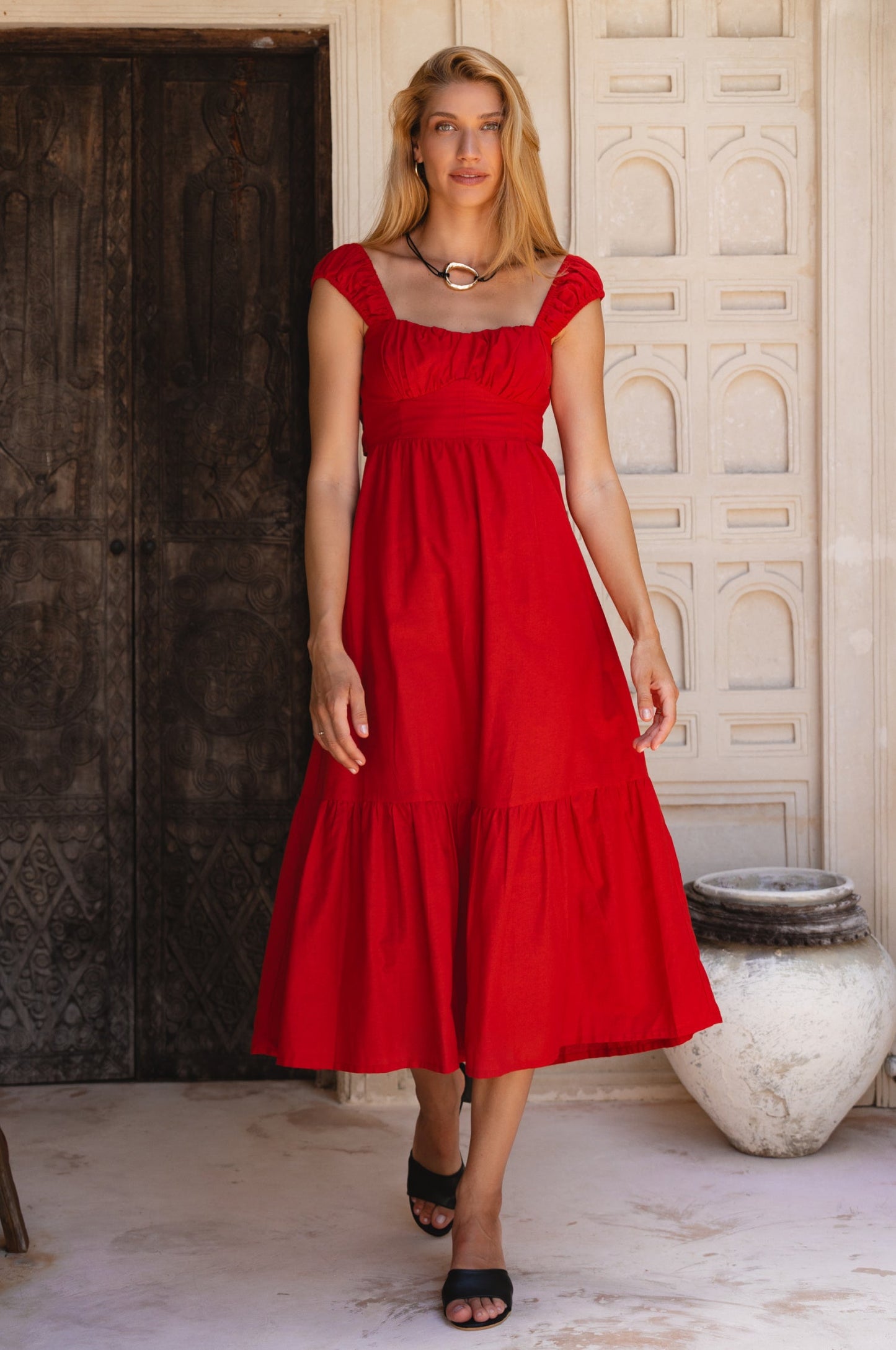 Corset Linen Midi Dress — Cinched & Confident