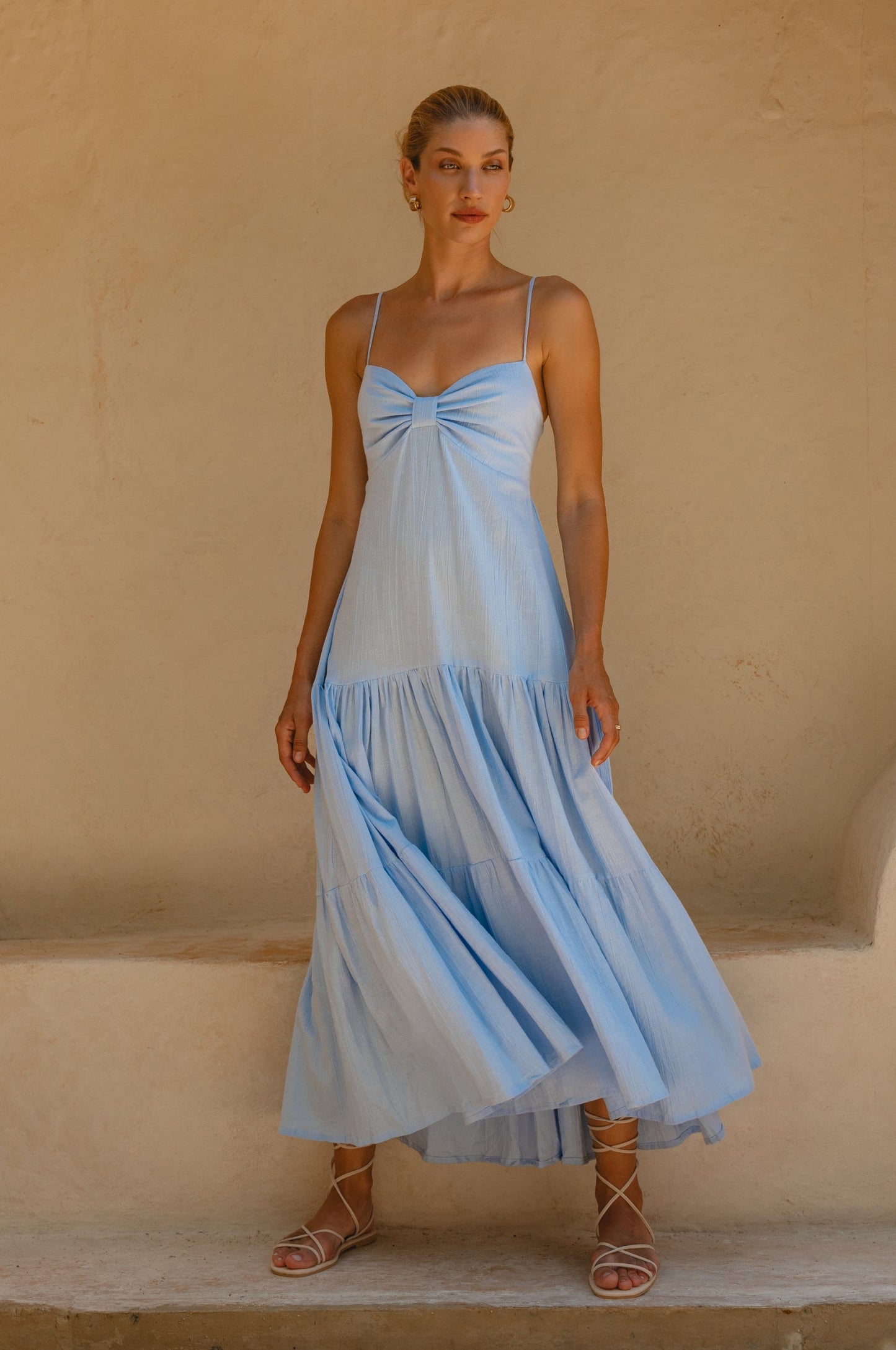 Fluid Linen Maxi Dress — Golden Hour