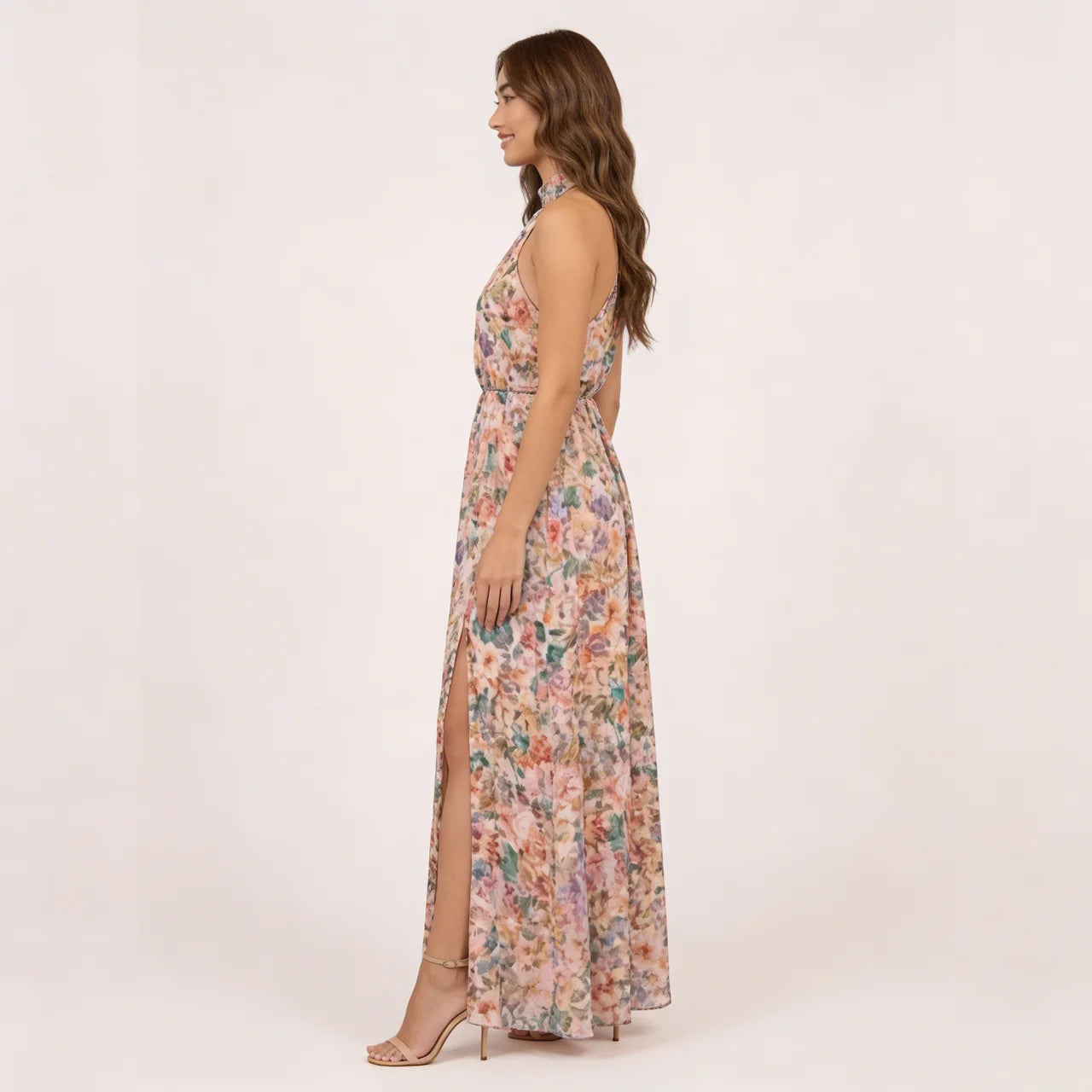 Bloom |  Floral Maxi Dress with Halter Neck and Side Slit – Elegant Summer Dress for Women