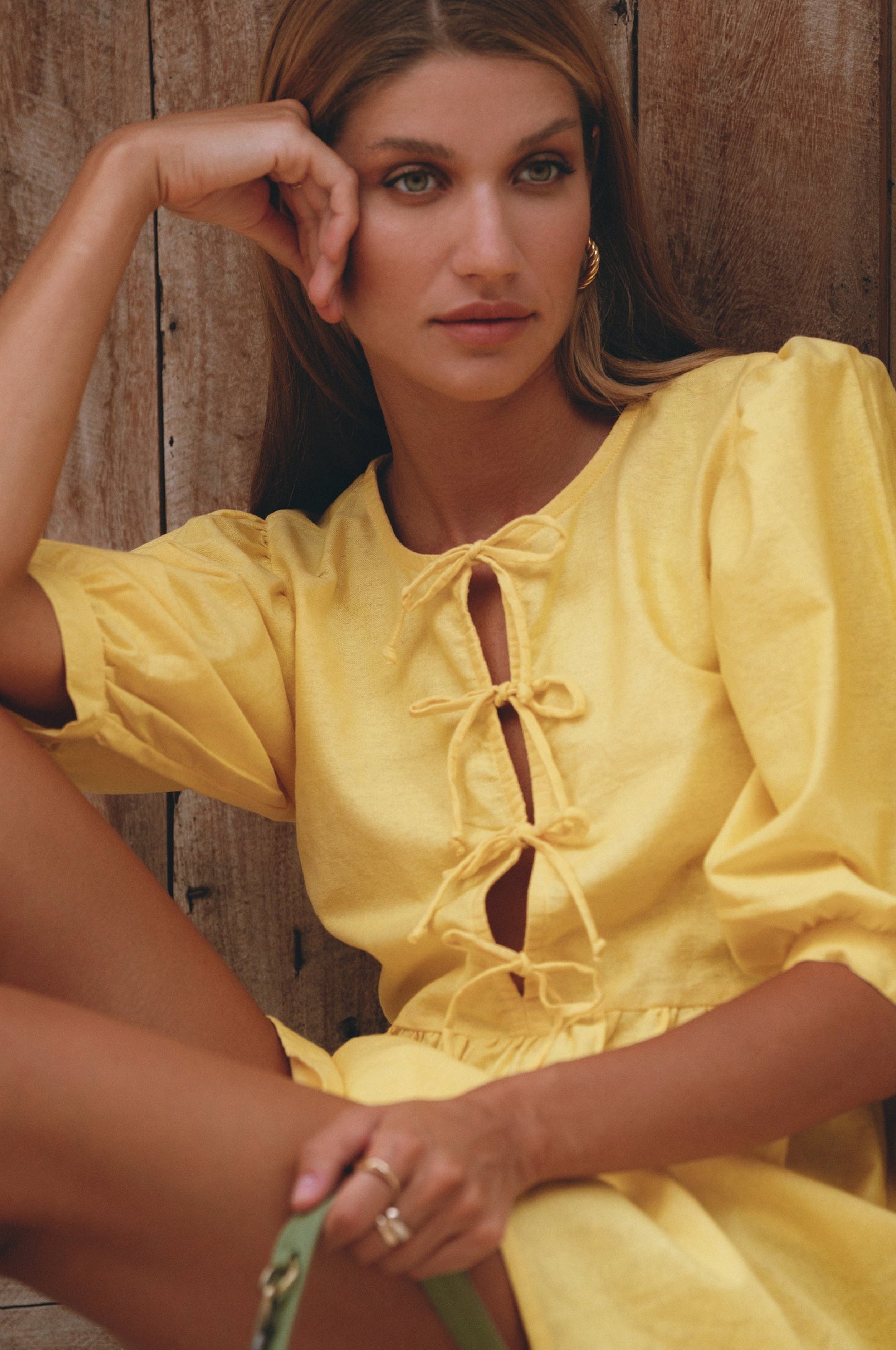 Puff-Sleeve Linen Mini Dress — After Hours