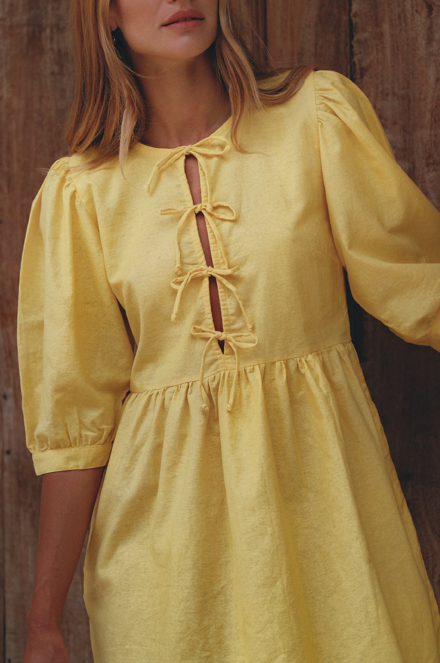 Puff-Sleeve Linen Mini Dress — After Hours