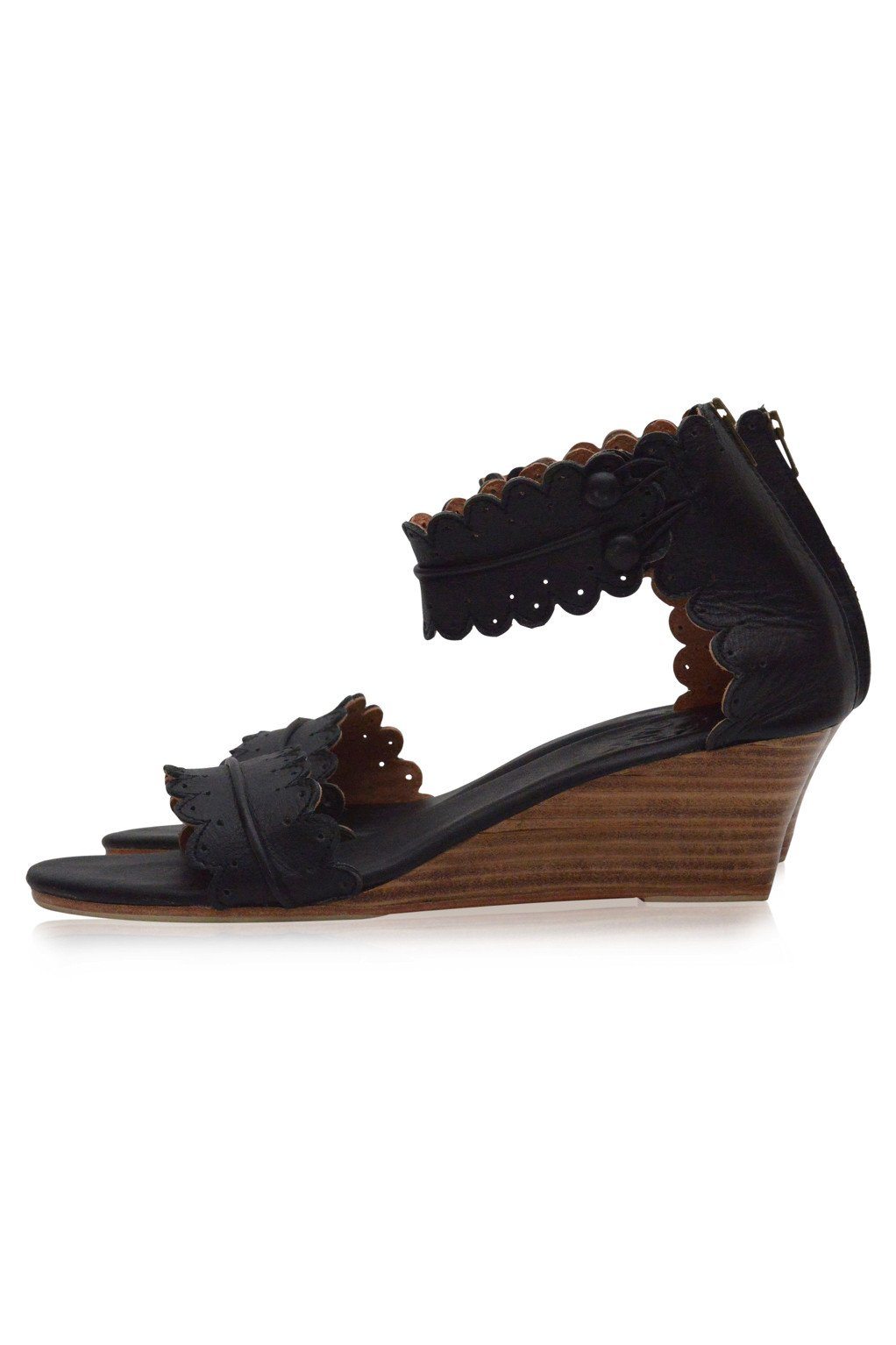 Wooden Wedge Leather Sandals — Riviera Steps