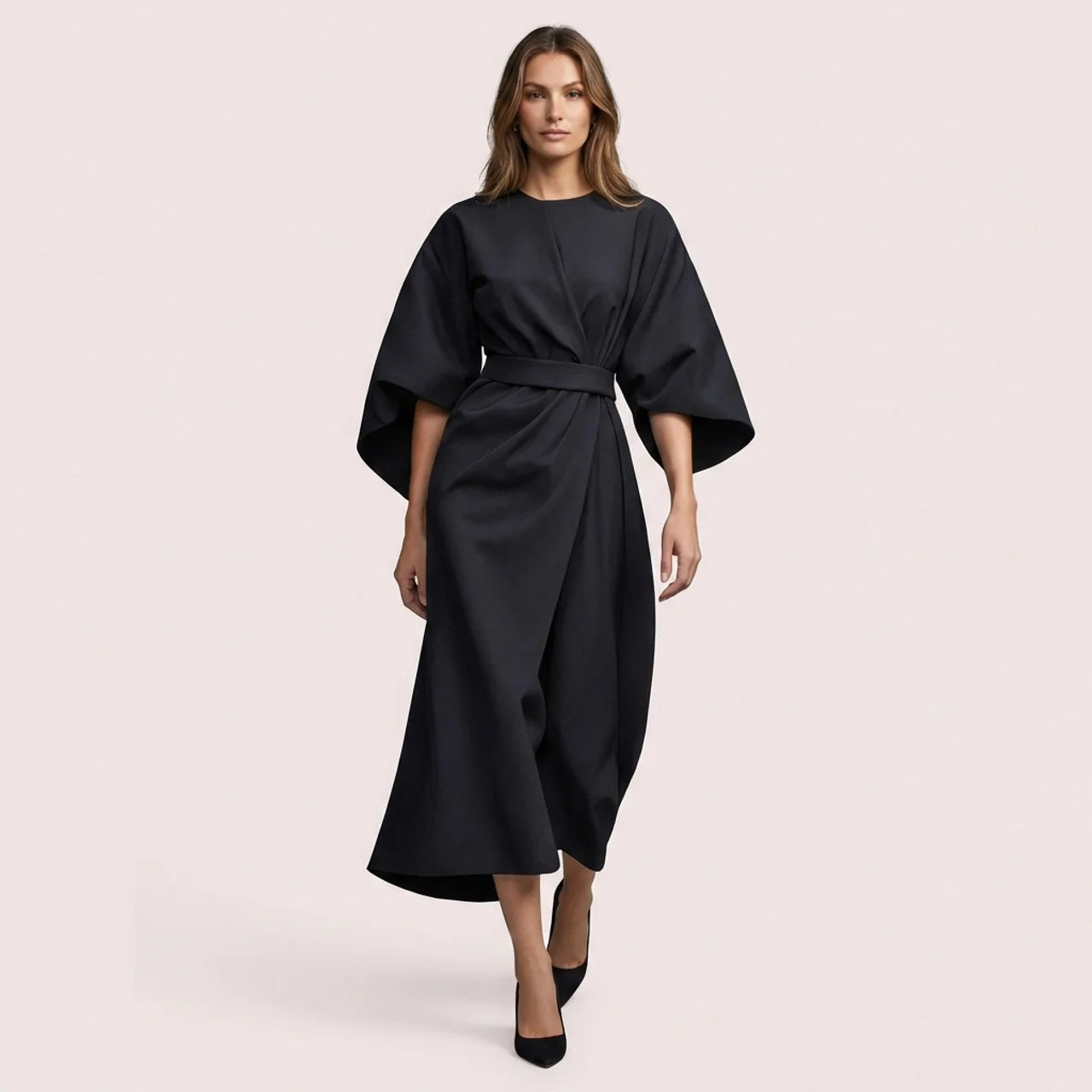Grace | Sophisticated Dress Featuring Lantern Sleeves and a Waist Belt
