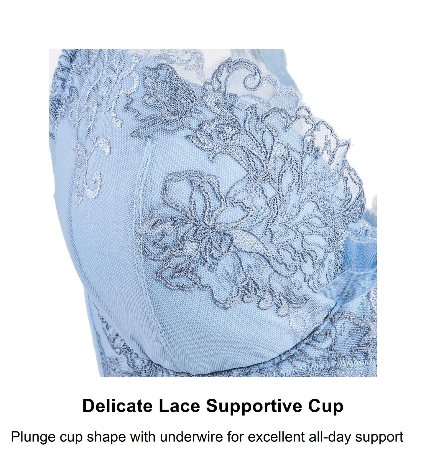 Silk & Organic Cotton Embroidered Plunge Bra — Fine Detail