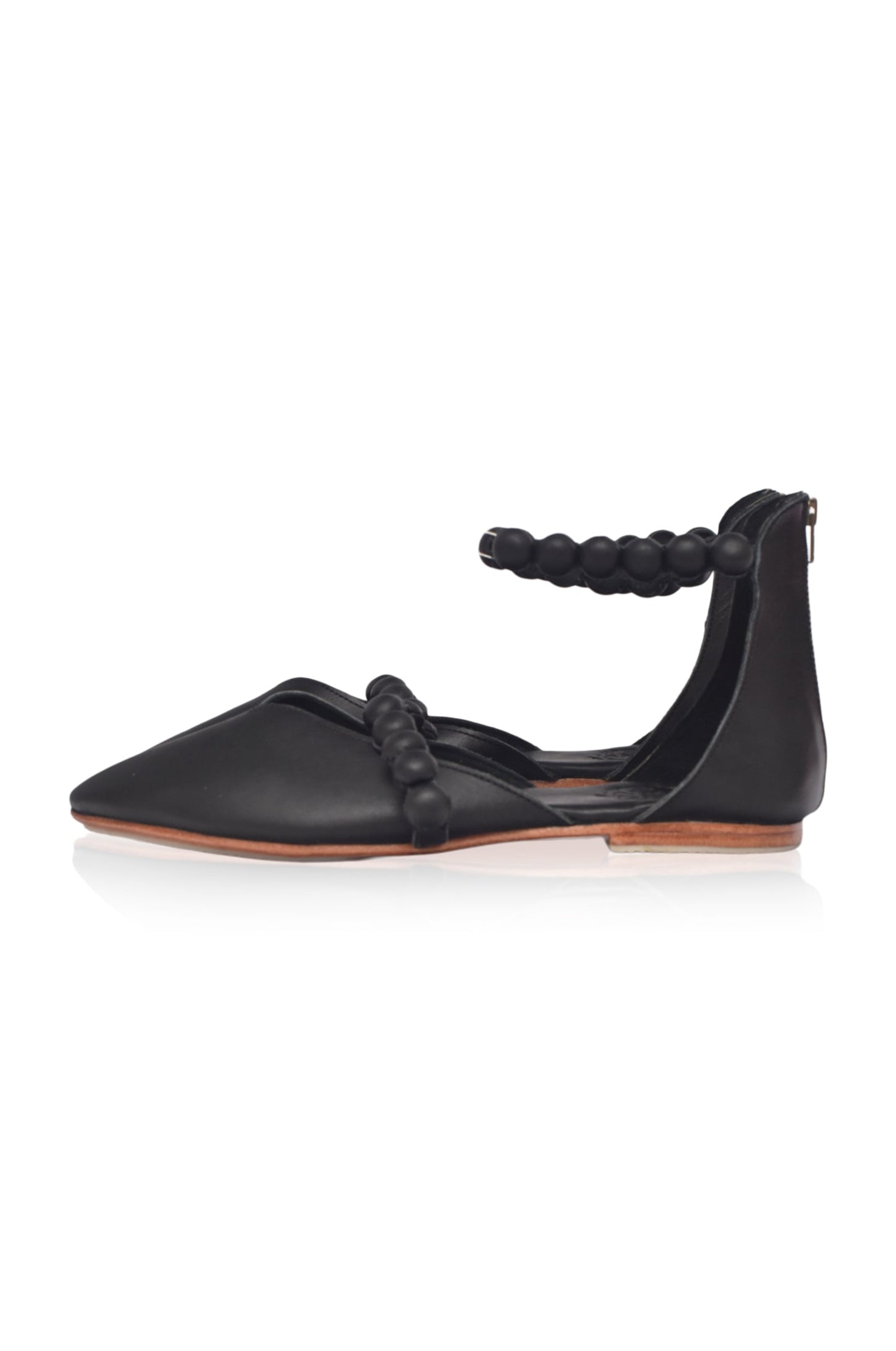 Ankle-Strap Leather Ballet Flats — City Sprint
