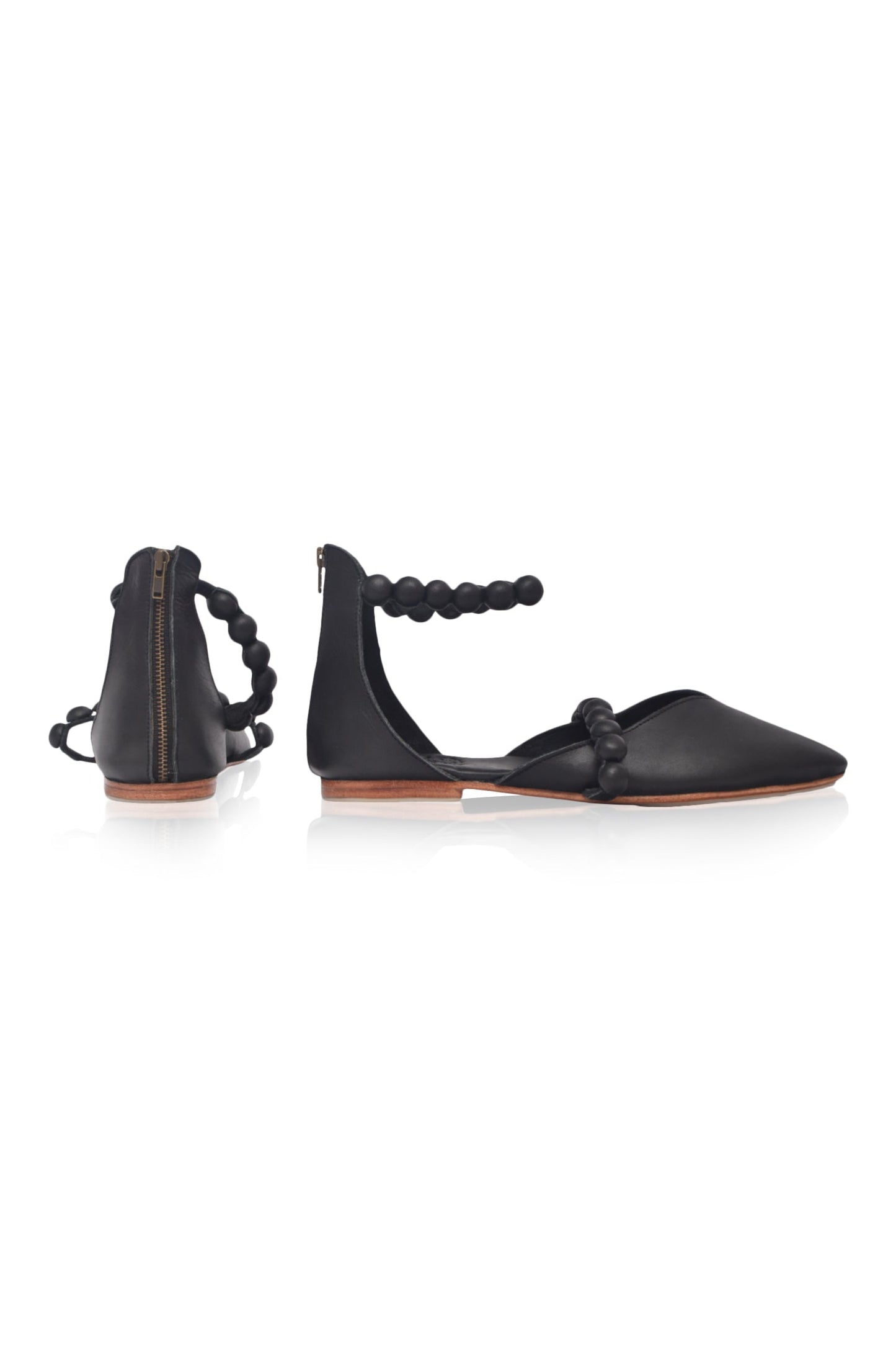 Ankle-Strap Leather Ballet Flats — City Sprint