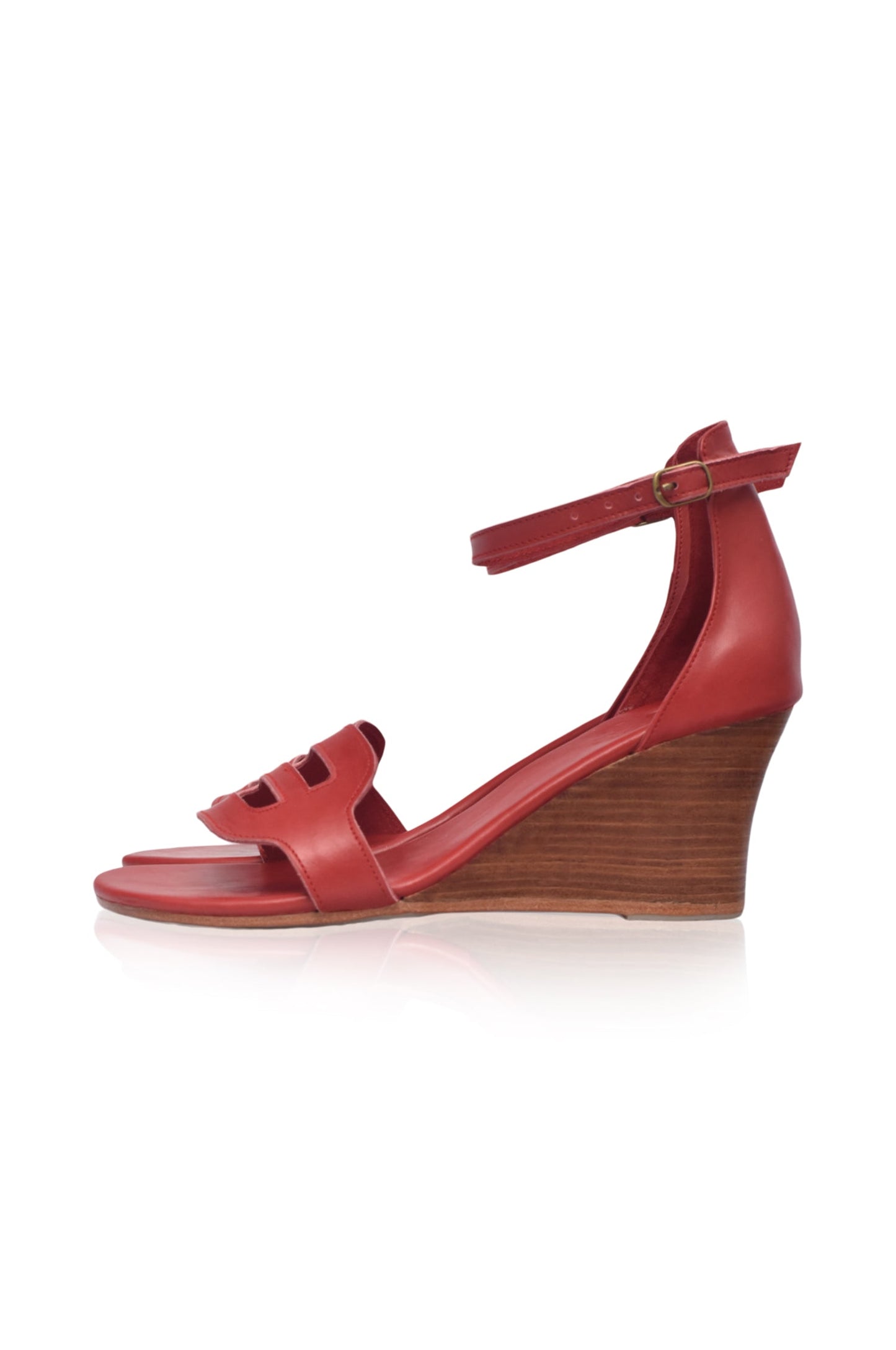 Wooden Wedge Leather Sandals — Lake Como