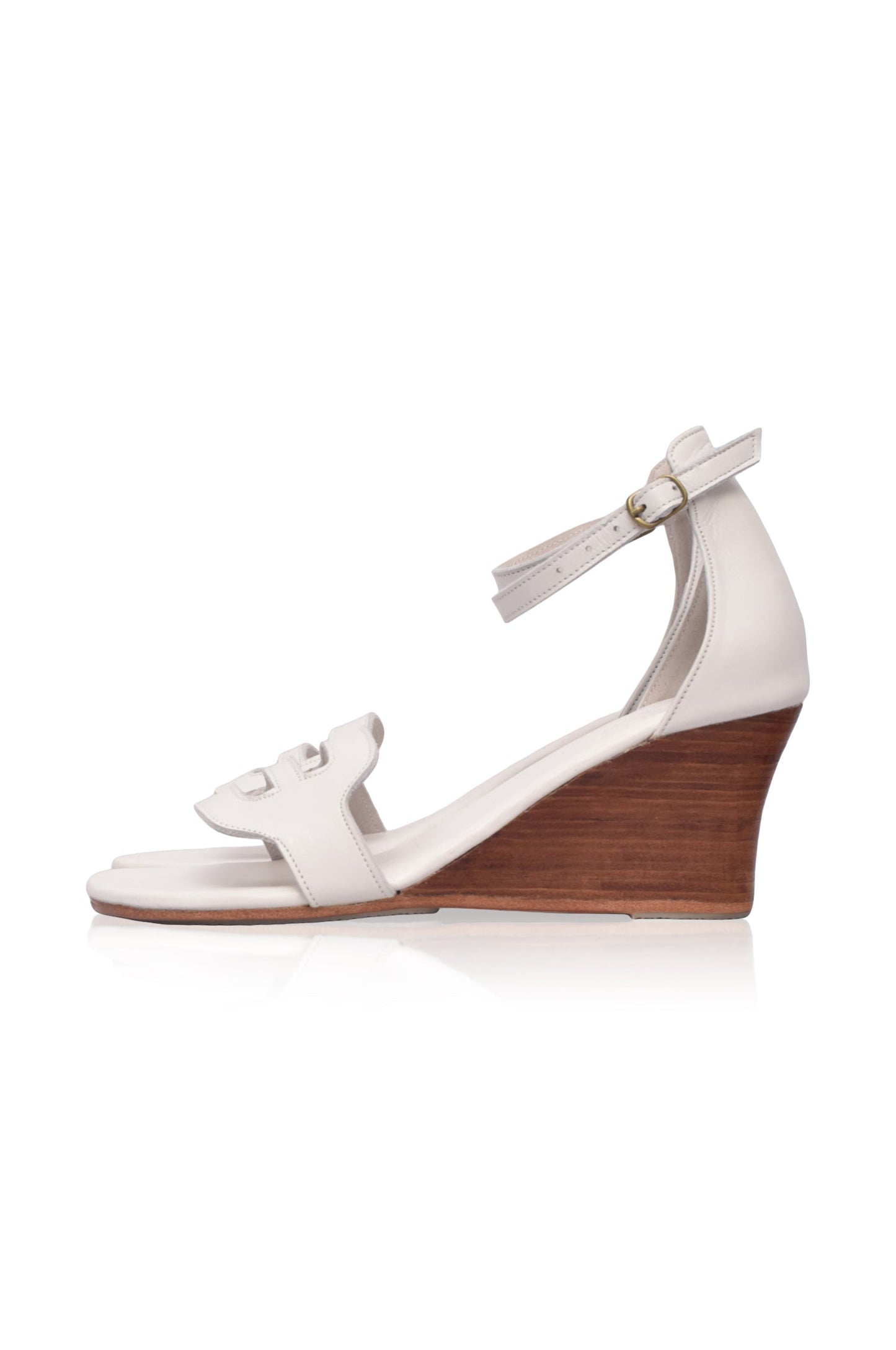Wooden Wedge Leather Sandals — Lake Como