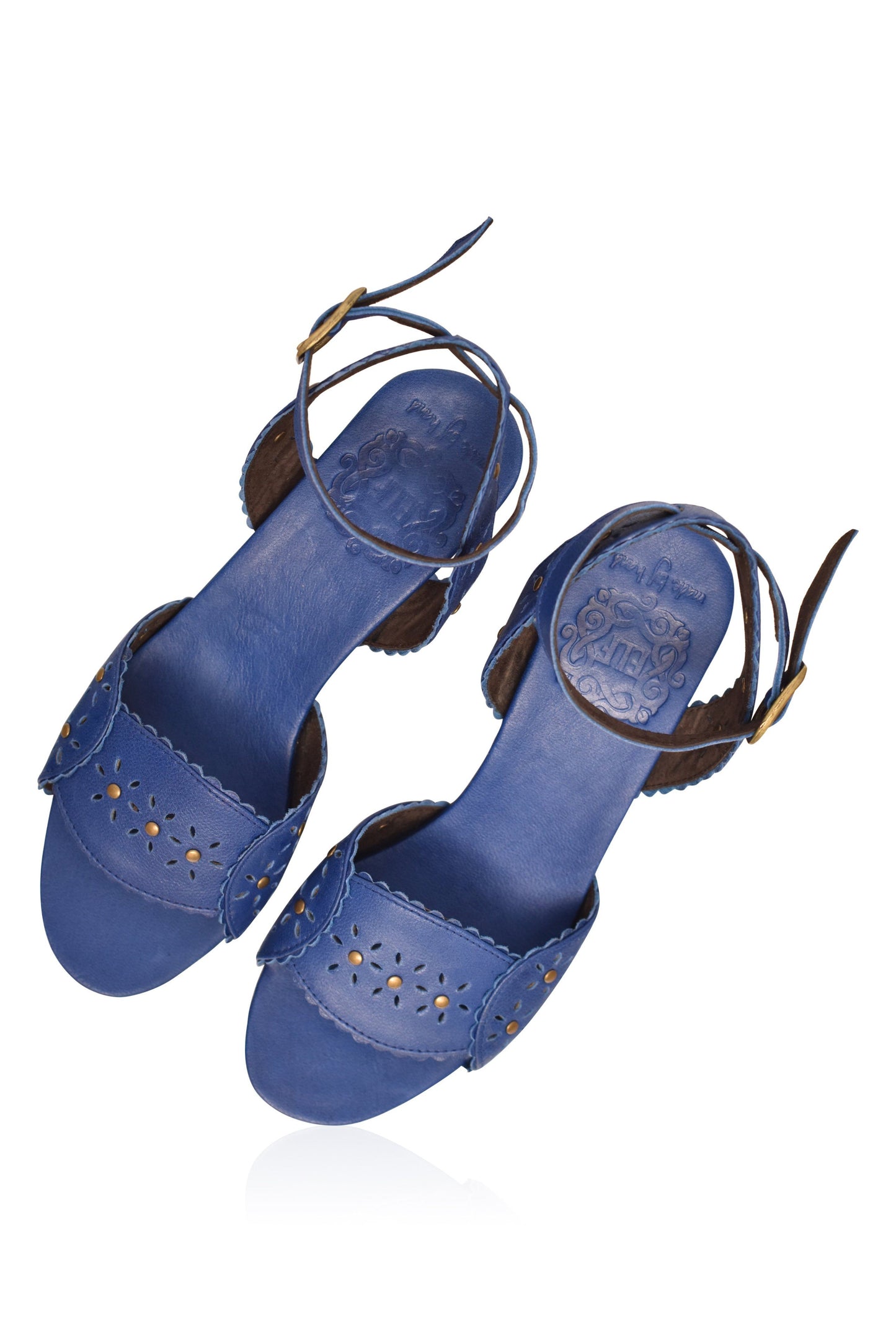 Scalloped Leather Heel Sandals — Amalfi Nights