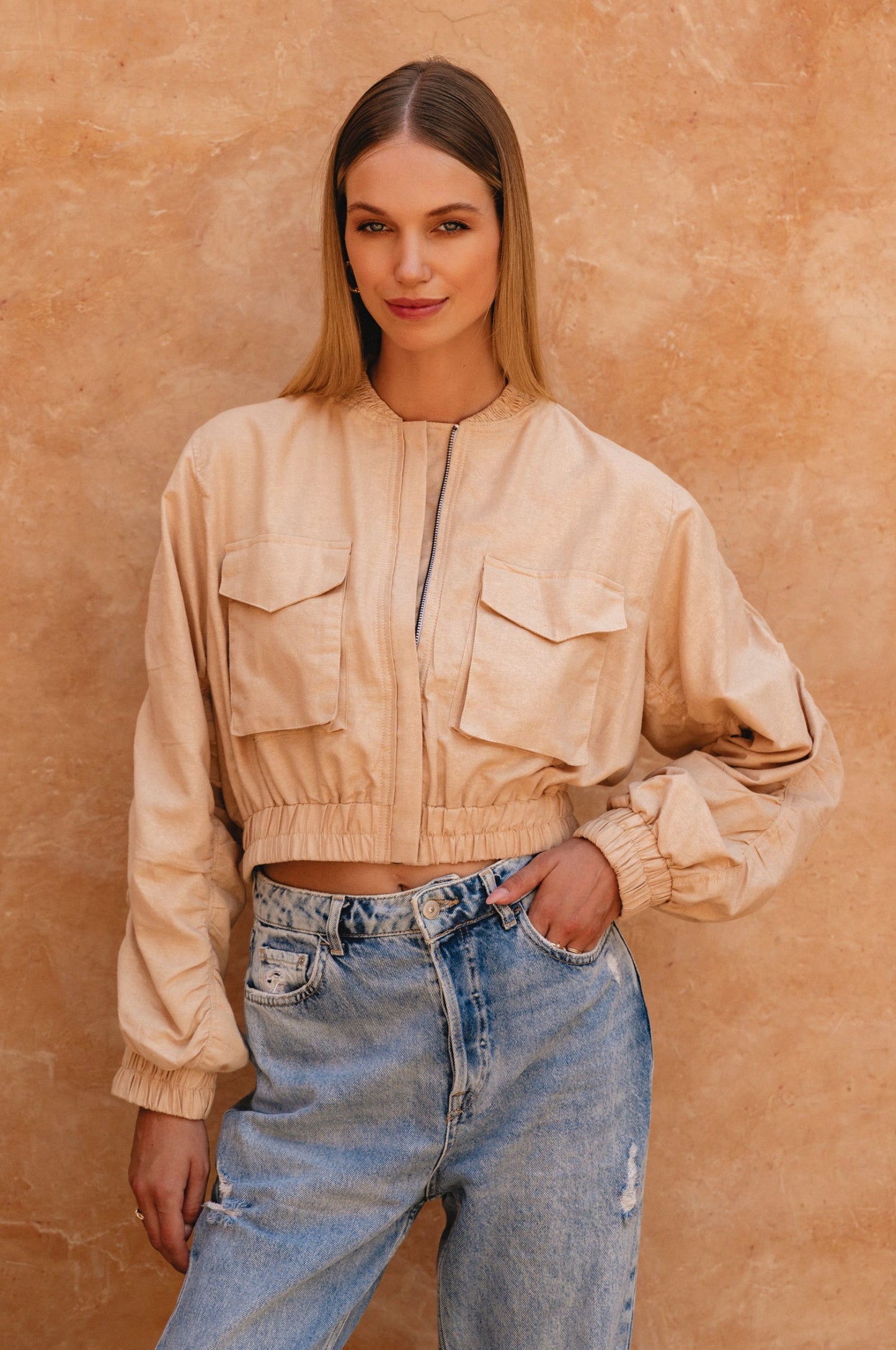 Linen Bomber Jacket — Off-Duty Cool