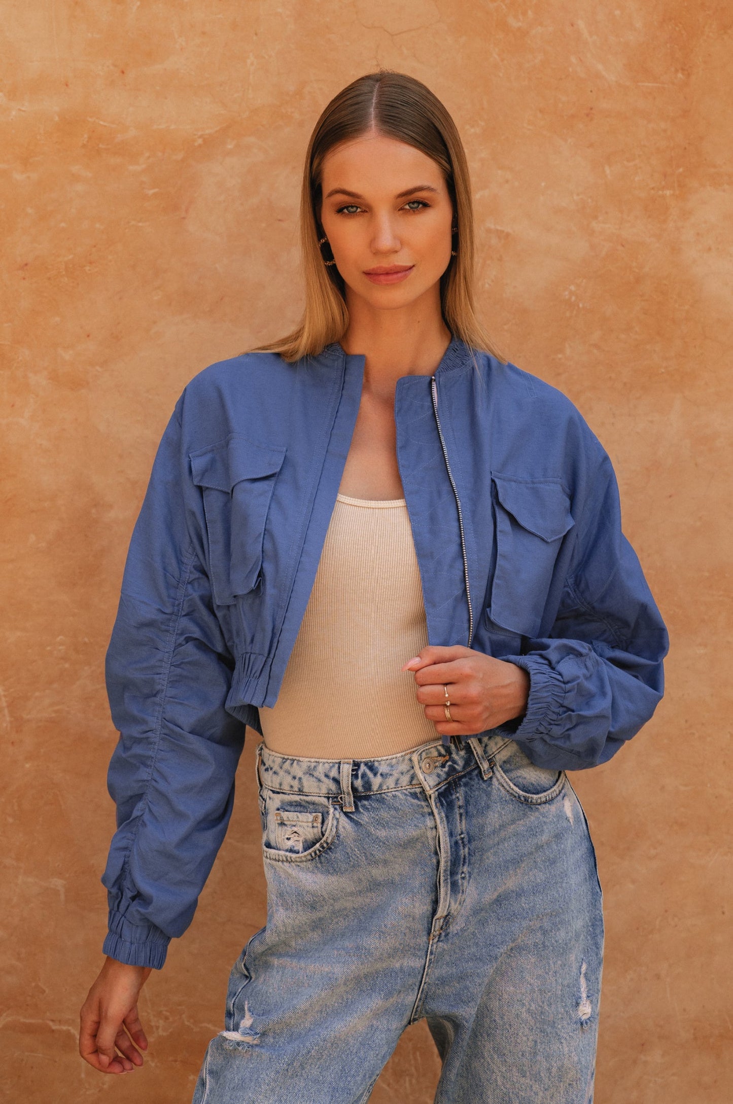 Linen Bomber Jacket — Off-Duty Cool