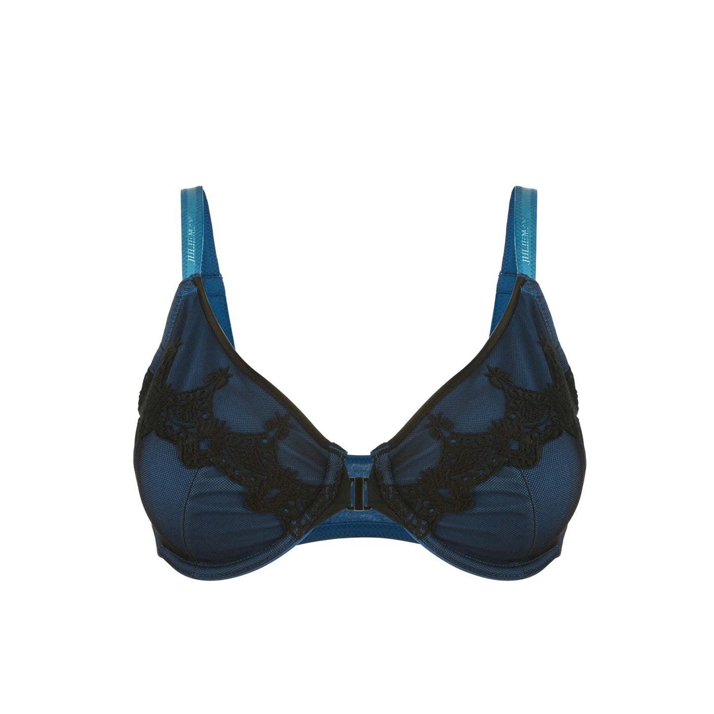 Silk & Organic Cotton Front-Closure Bra — Navy