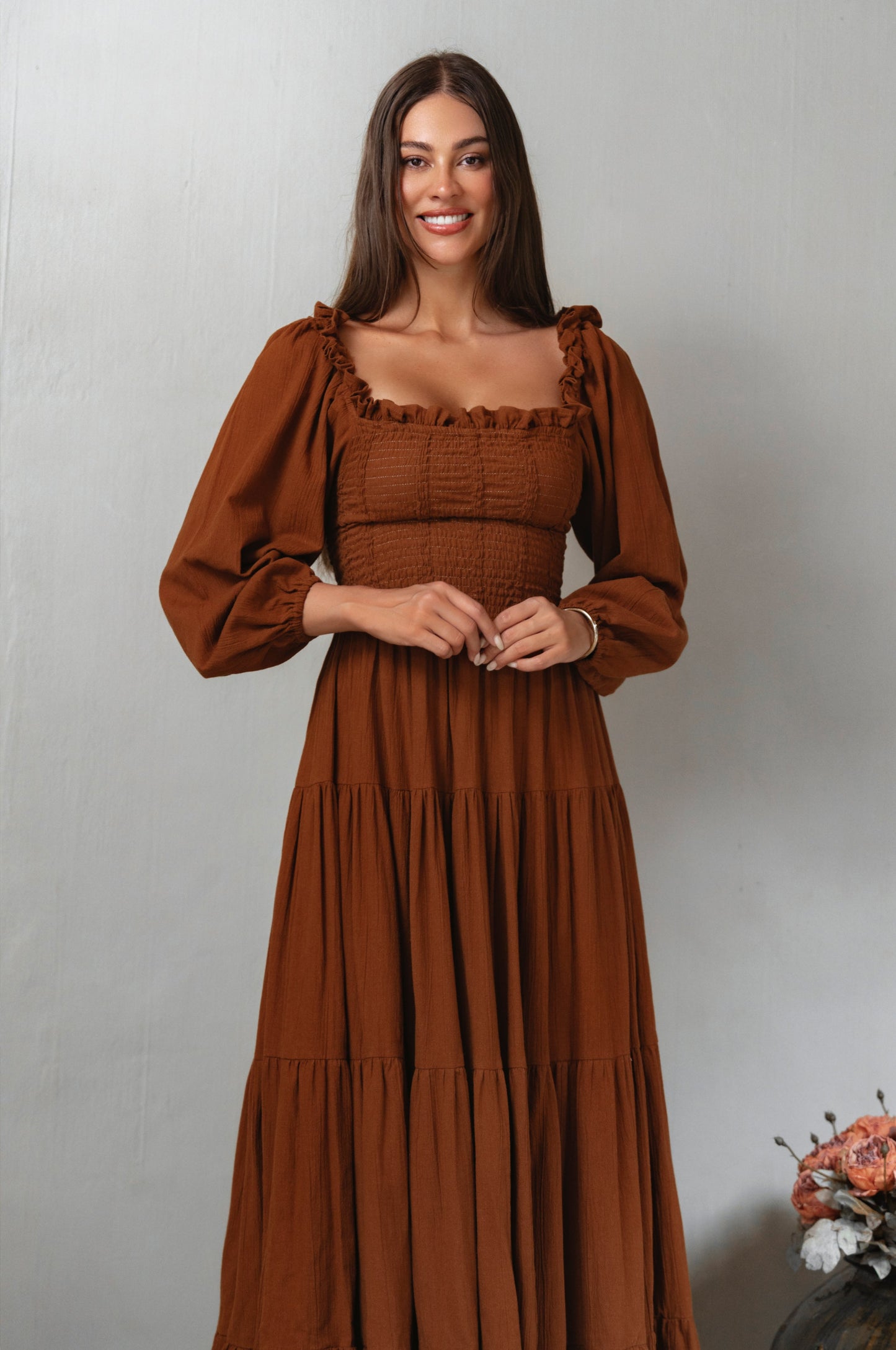 Tiered Linen Midi Dress — Soho After Dark