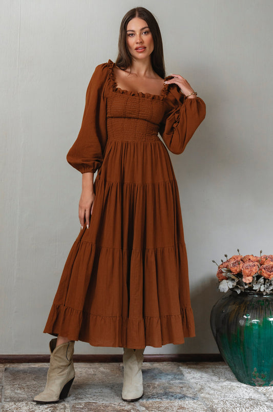 Tiered Linen Midi Dress — Soho After Dark