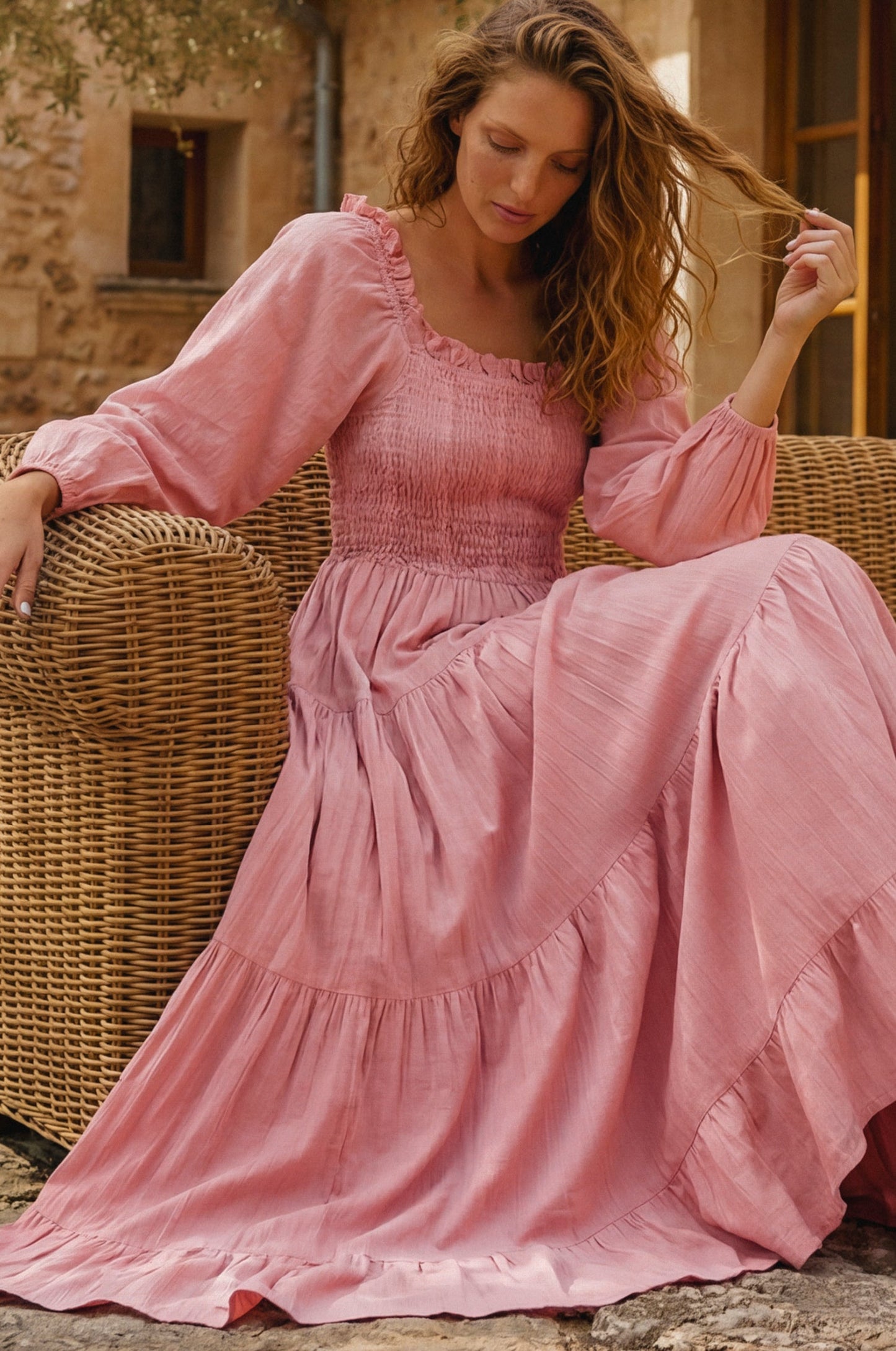 Tiered Linen Midi Dress — Soho After Dark
