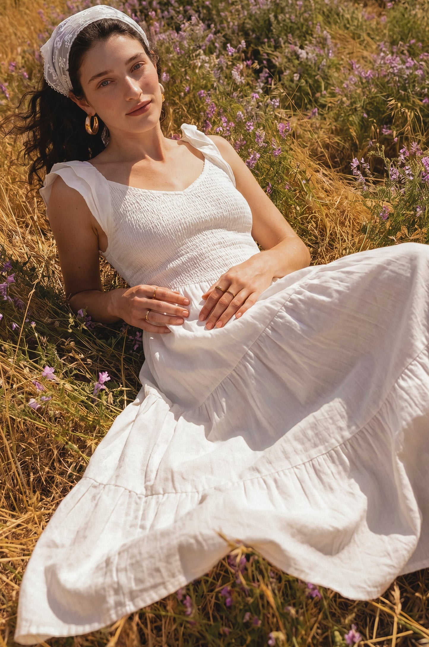 Smocked Linen Midi Dress — Slow Sunday