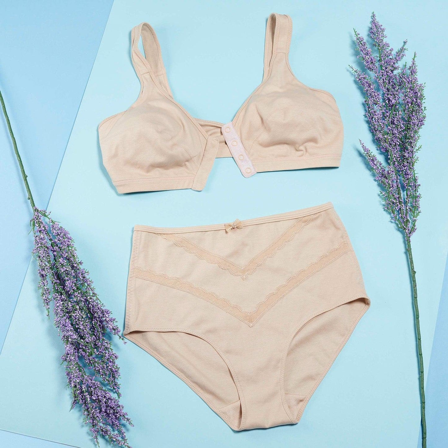 Silk & Organic Cotton Front-Closure Bra — Ivory