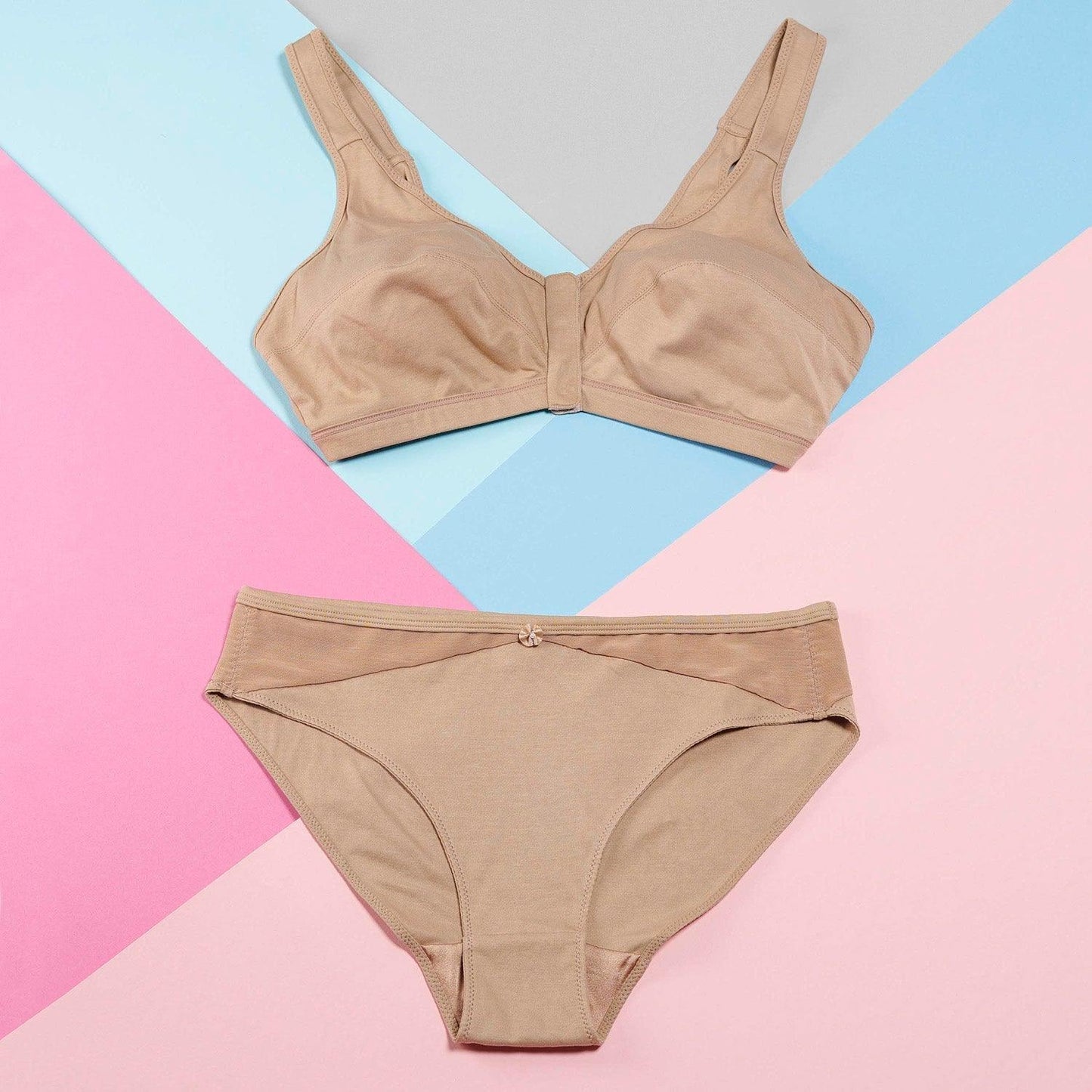 Silk & Organic Cotton Front-Closure Bra — Warm Gold