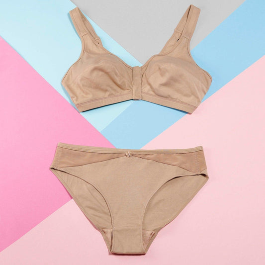 Silk & Organic Cotton Front-Closure Bra — Warm Gold
