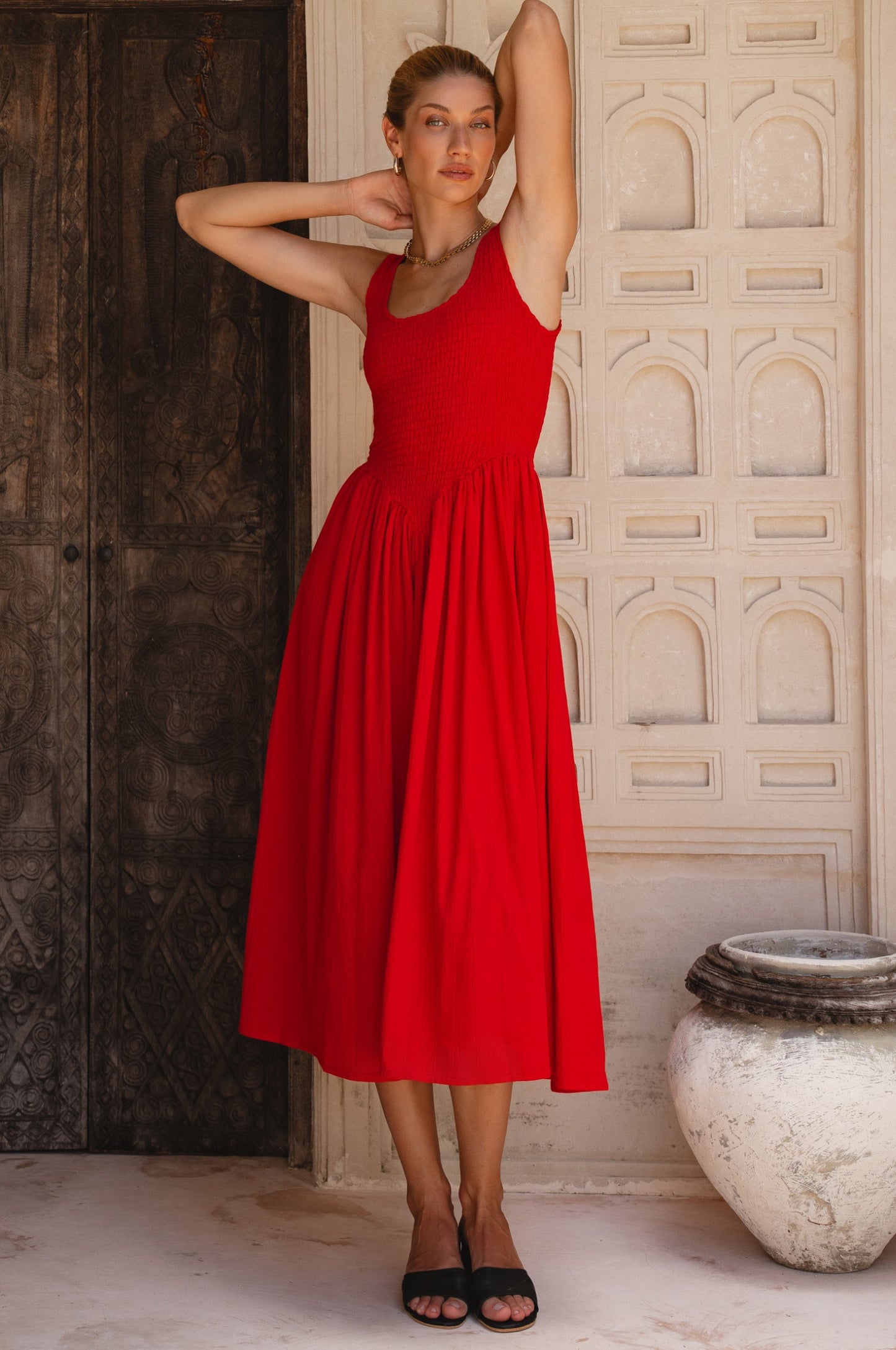 Smocked Midi Dress — Effortless Bombshell