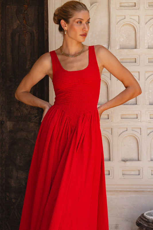 Smocked Midi Dress — Effortless Bombshell