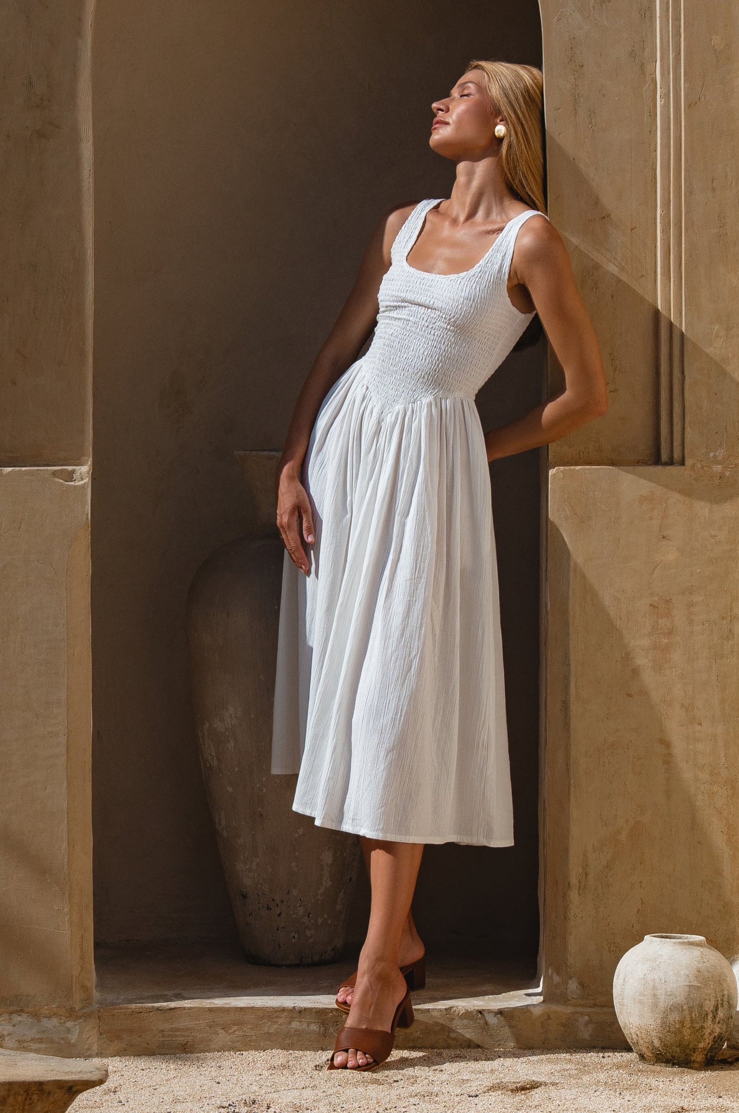 Smocked Midi Dress — Effortless Bombshell