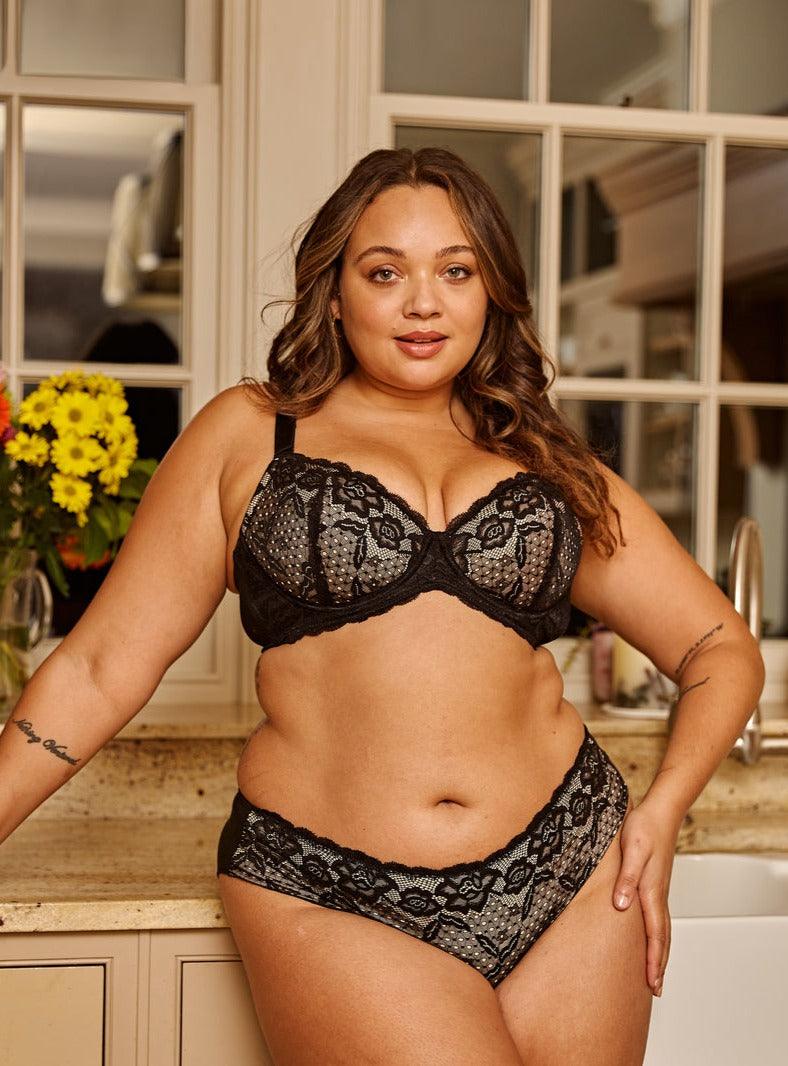 Silk & Organic Cotton Lace Plunge Bra — Deep Cut