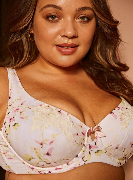 Silk & Organic Cotton Supportive Bra — Faded Floral