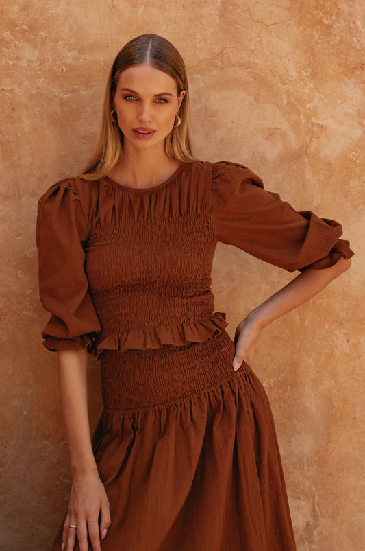 Smocked Linen Top — Skin & Sun