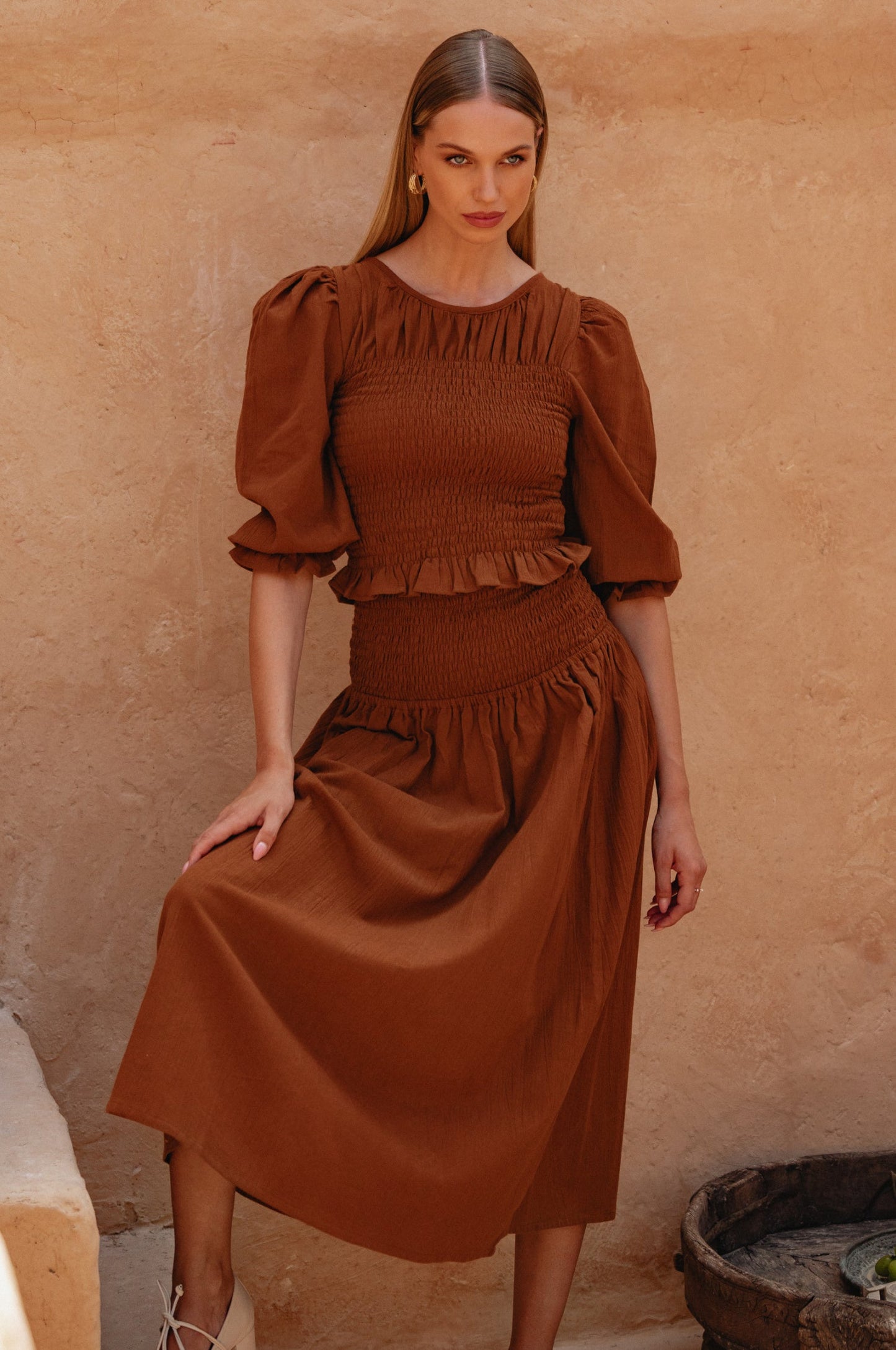 Smocked Linen Top — Skin & Sun