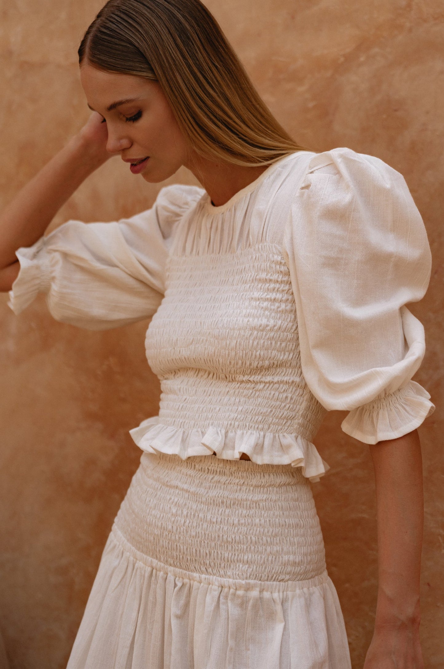 Smocked Linen Top — Skin & Sun
