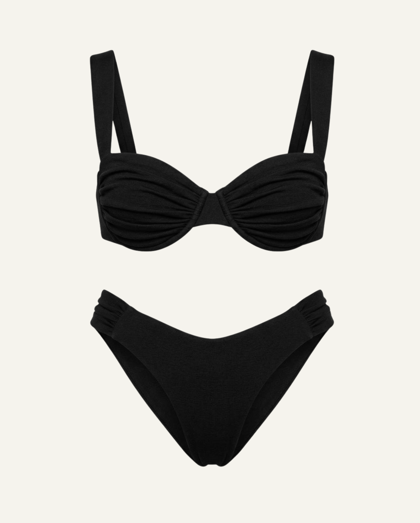 Merino Wool Balconette Bikini — Black Heat
