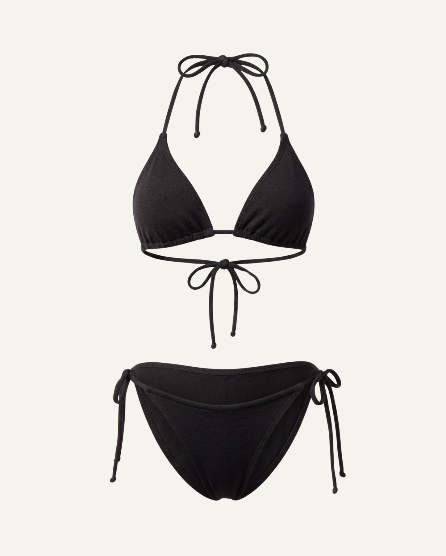 Merino Wool Triangle Bikini — Black