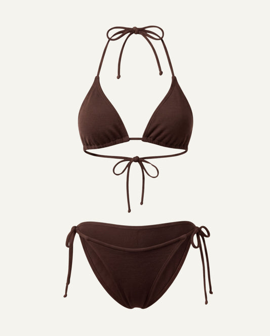 Merino Wool Triangle Bikini — Cocoa Heat