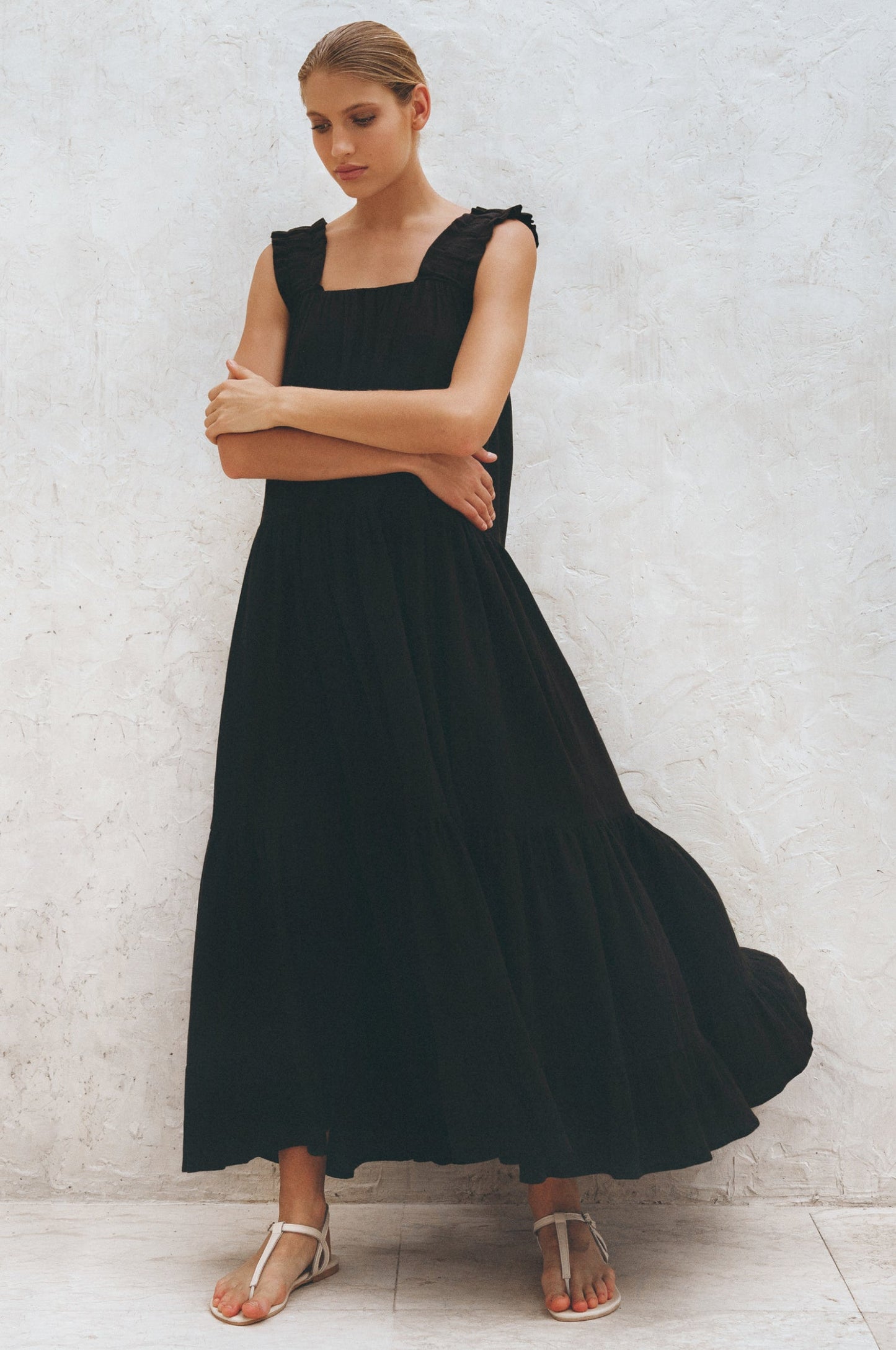 Column Linen Maxi Dress — Rooftop Season