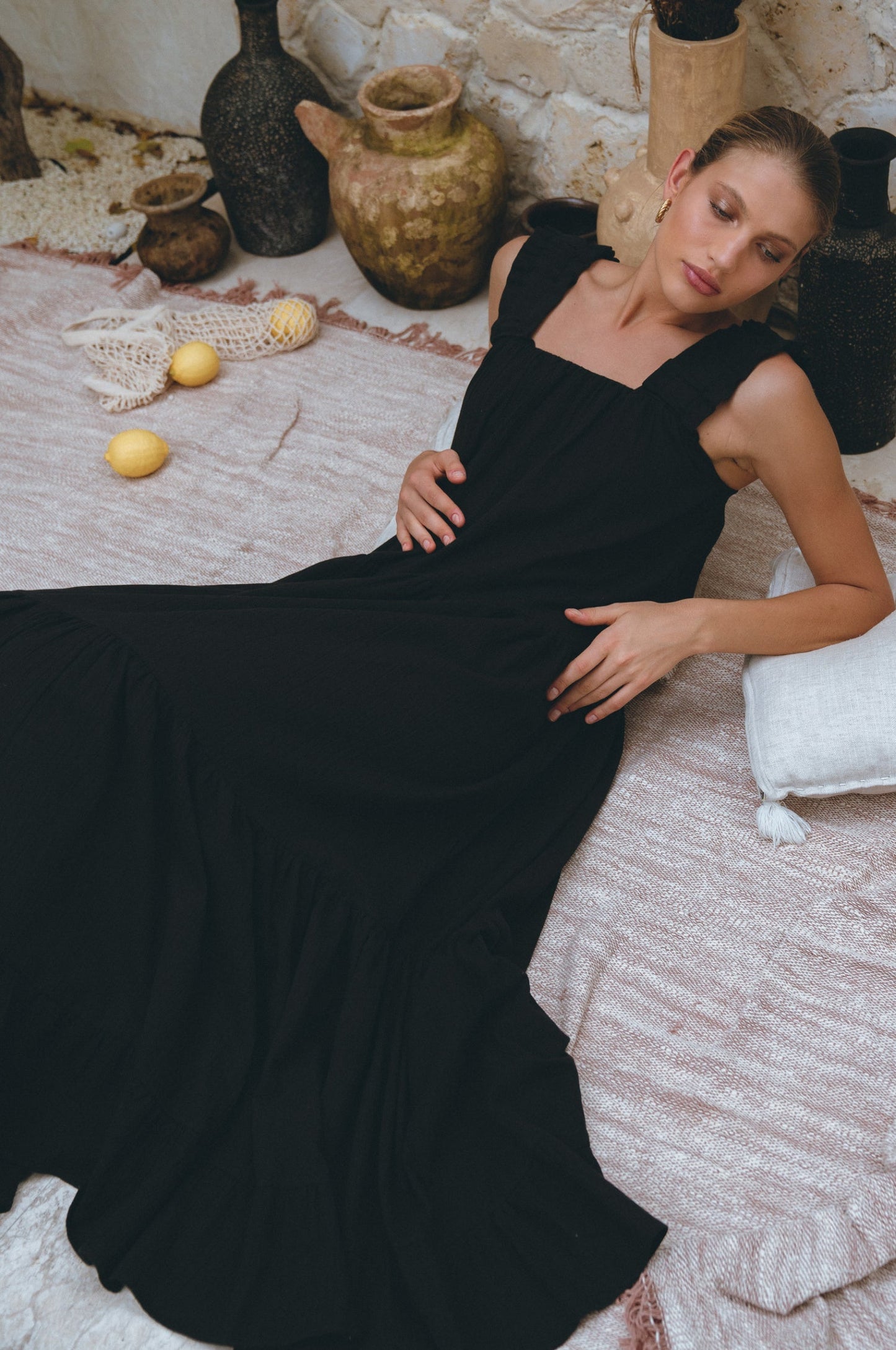 Column Linen Maxi Dress — Rooftop Season